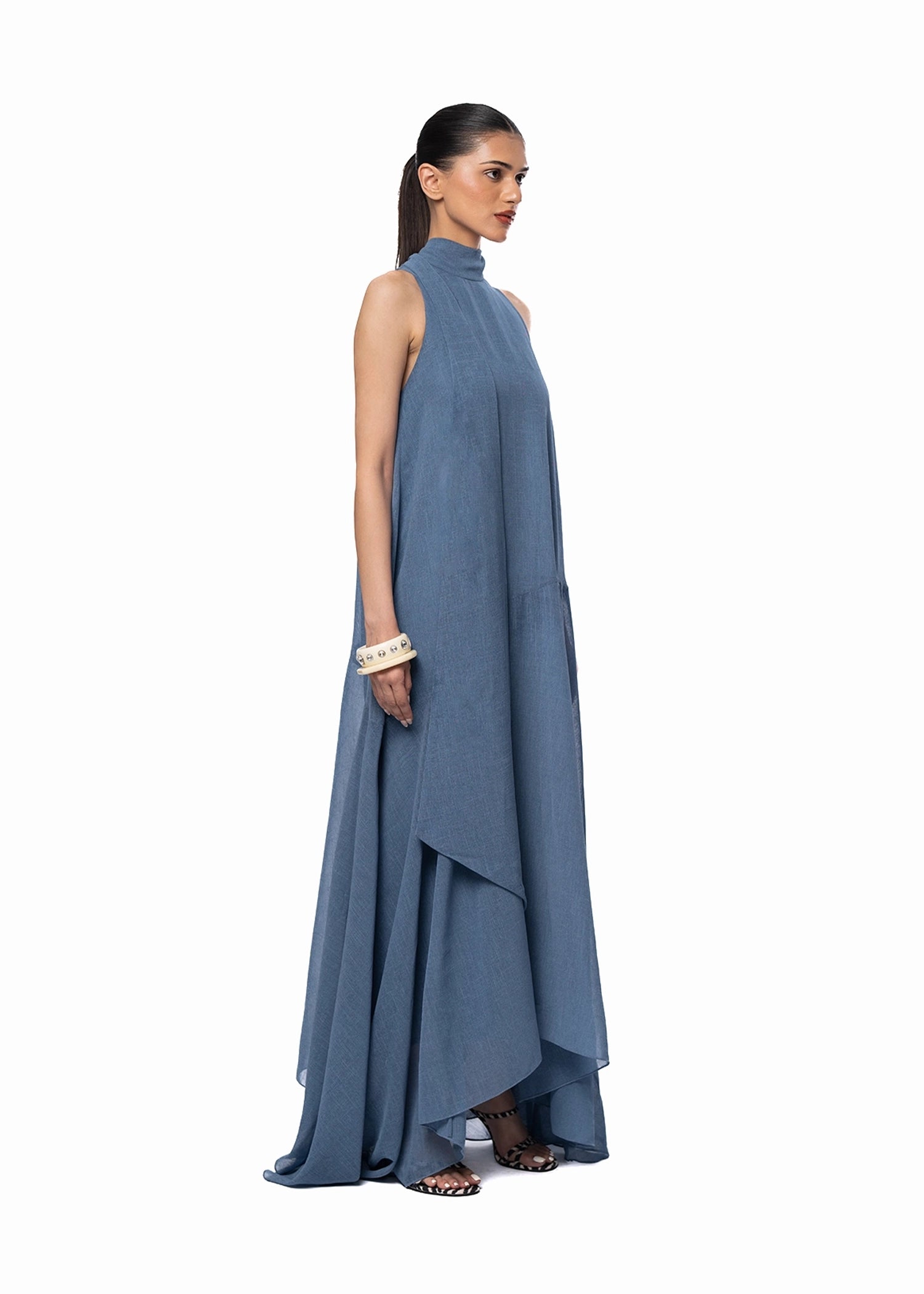 My Fern Blue Blue Halter-Neck Layered Dress - CULT