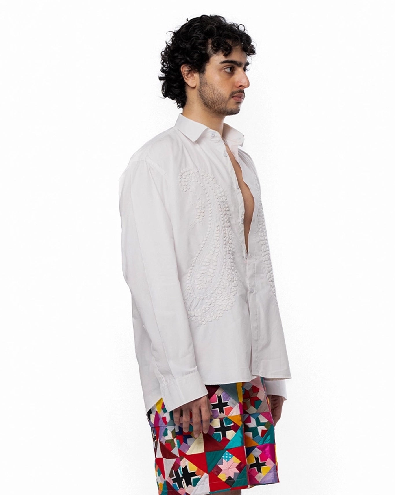 Another Sect White White Moti Hand Appliqued Shirt - CULT - haider