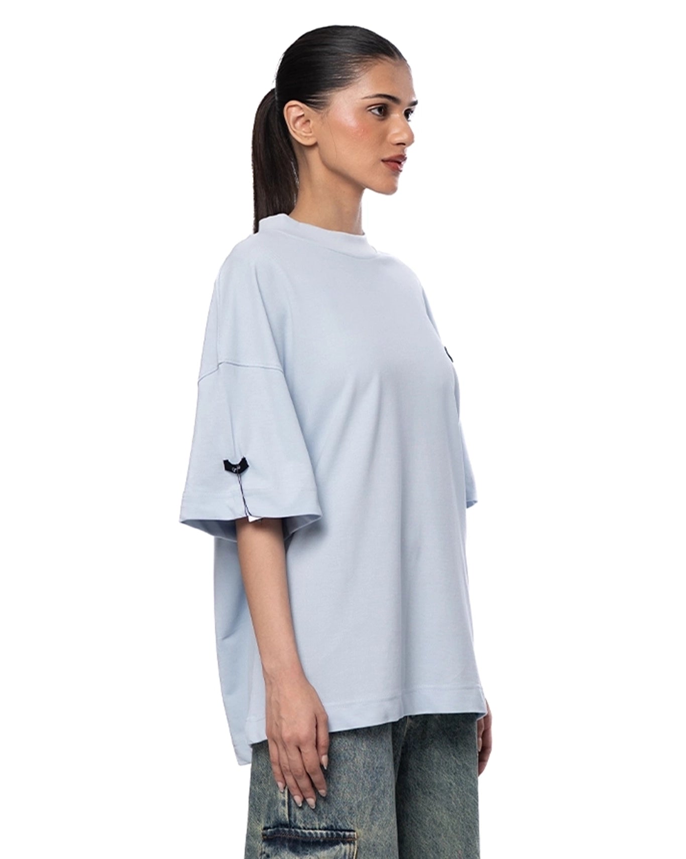 Naqees Blue Sky Half Sleeve Blue Logo Tee - CULT - haider