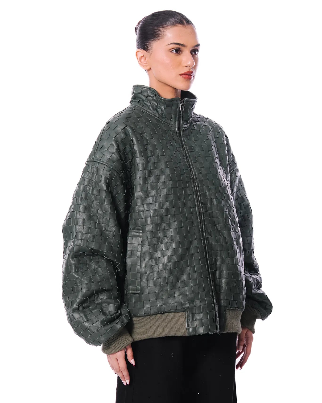 Dreams of Arthur Green Green Braided Leather Jacket - CULT - haider