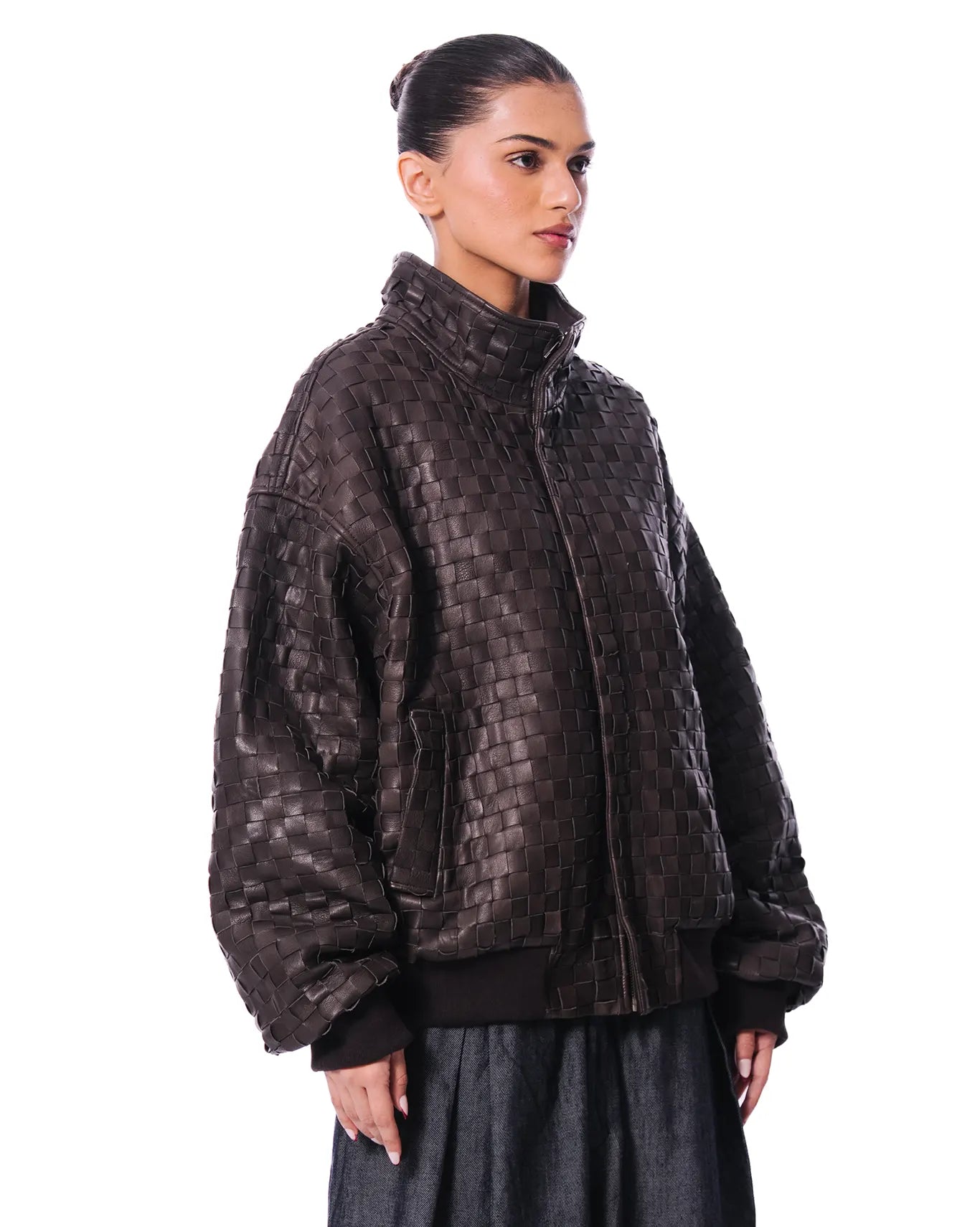 Dreams of Arthur Brown Brown Braided Leather Jacket - CULT - haider