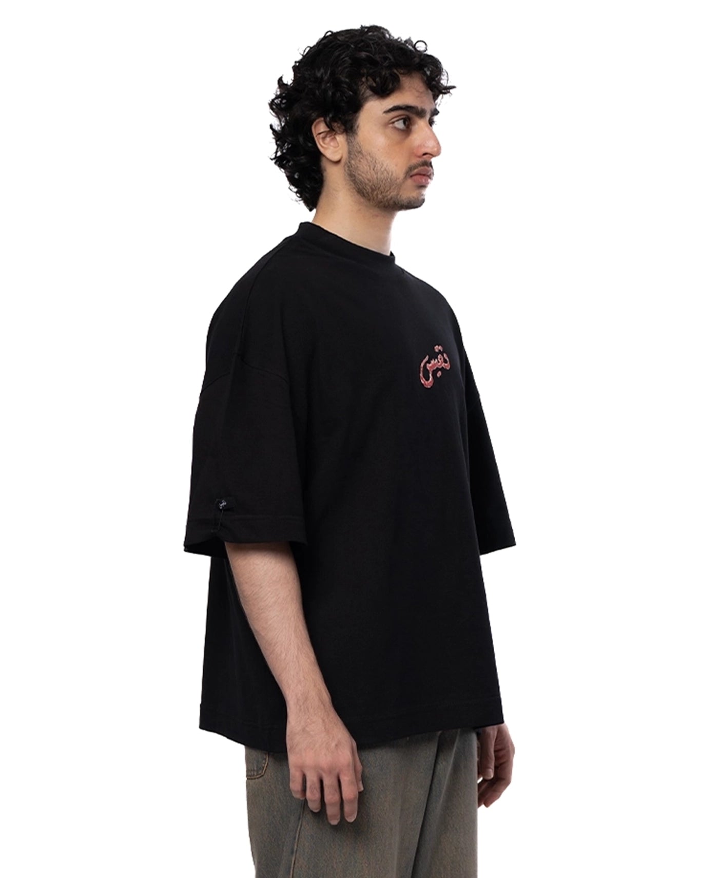 Naqees Black Tee with Red Logo Cult Karachi Pakistan