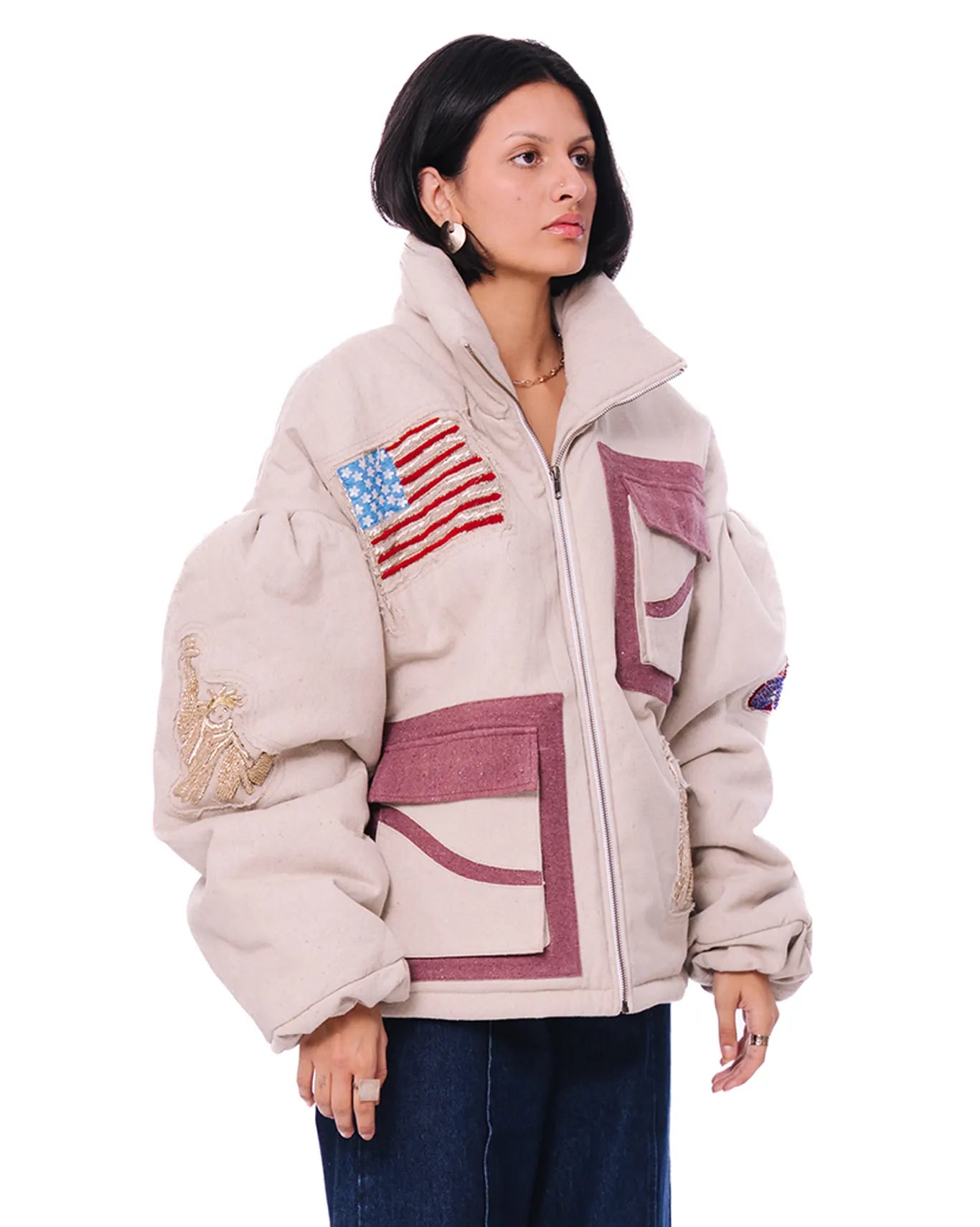 Dreams of Arthur White White Poofy Embroidered Puffer - CULT - haider