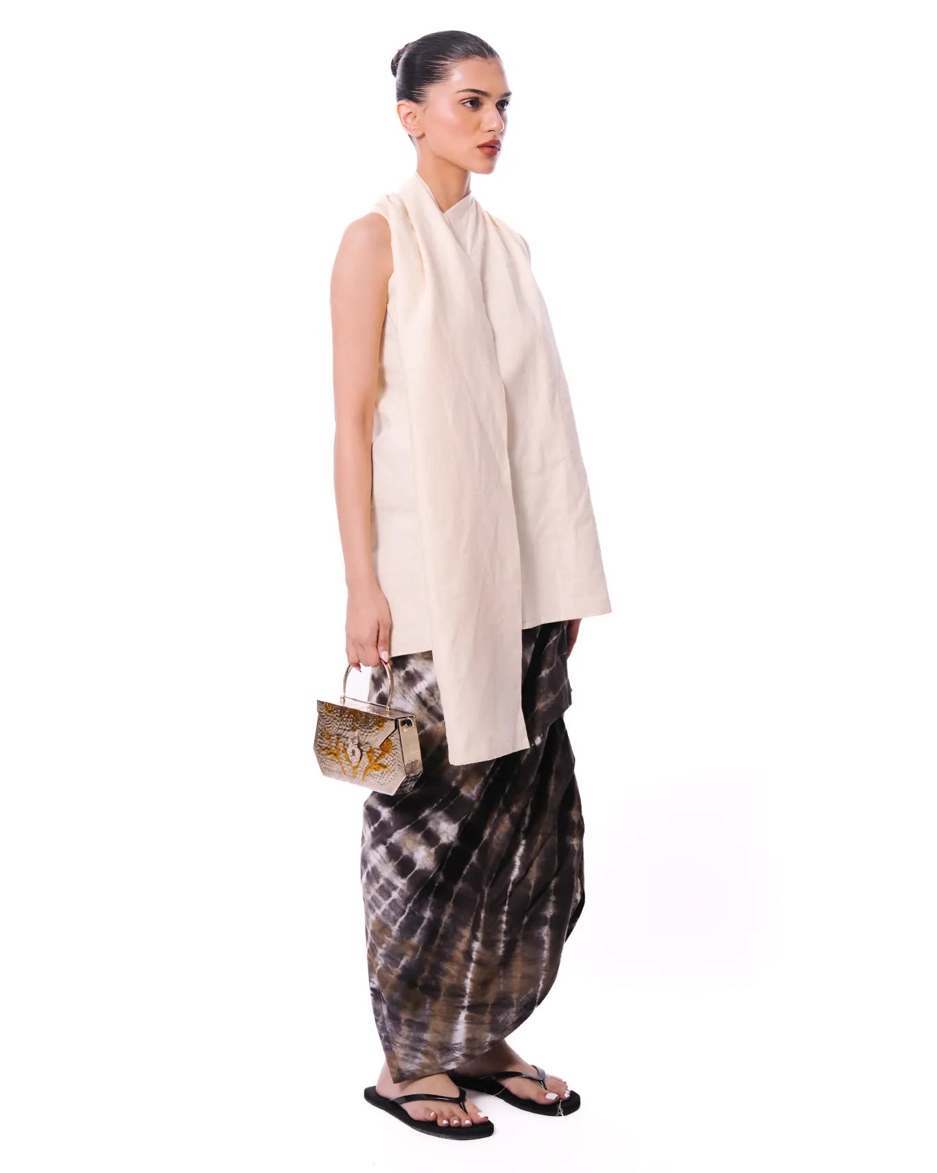 Baro Studio Brown Brown Sarong Side Skirt - CULT - haider