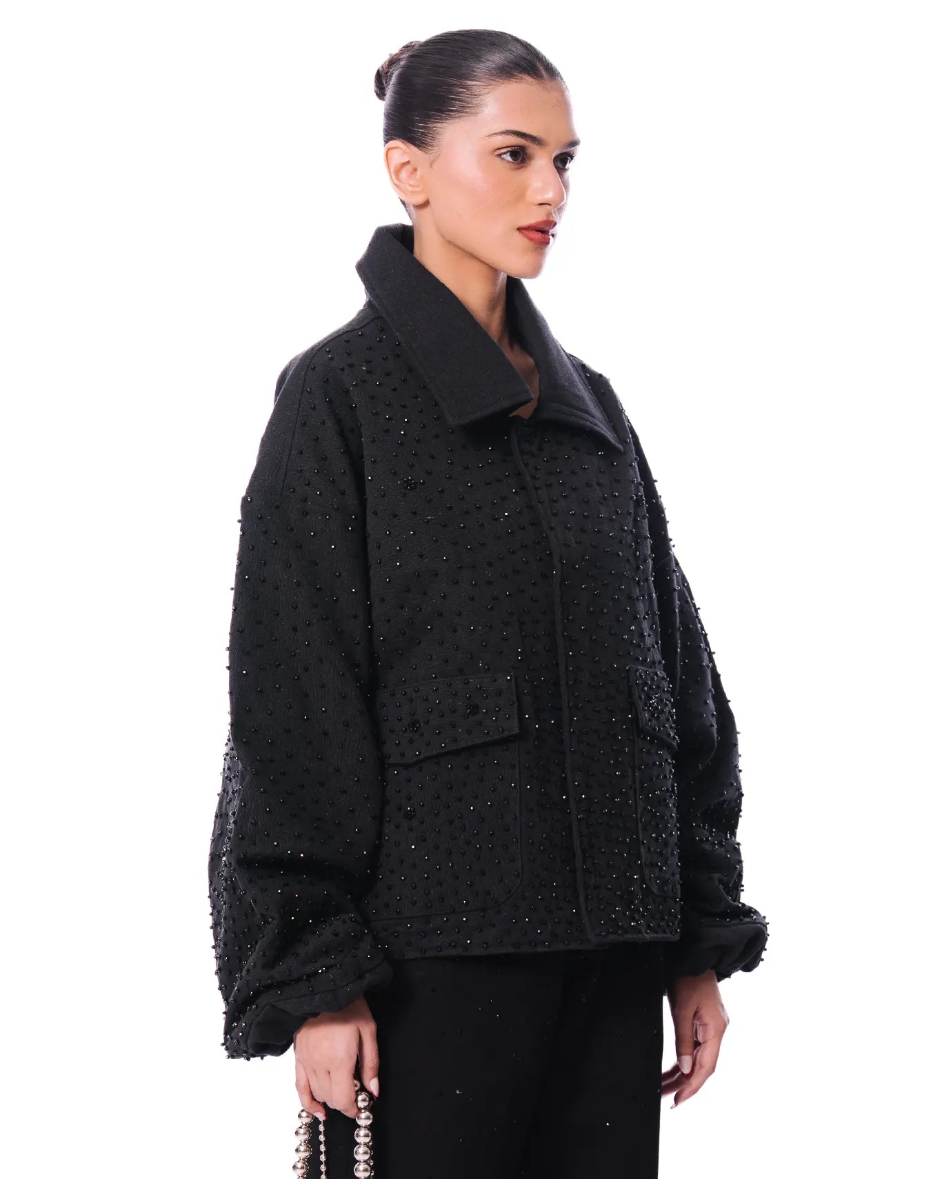 Dreams of Arthur Black Black Crystal Collared Jacket - CULT - haider