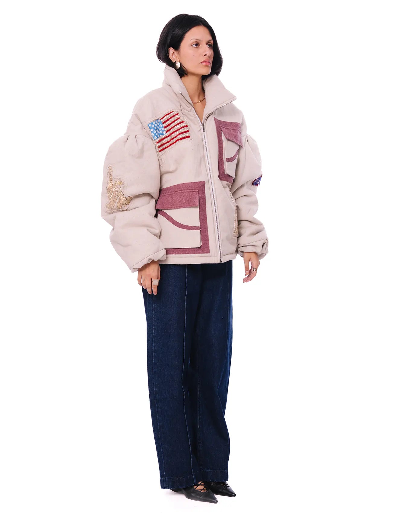 Dreams of Arthur White White Poofy Embroidered Puffer - CULT - haider