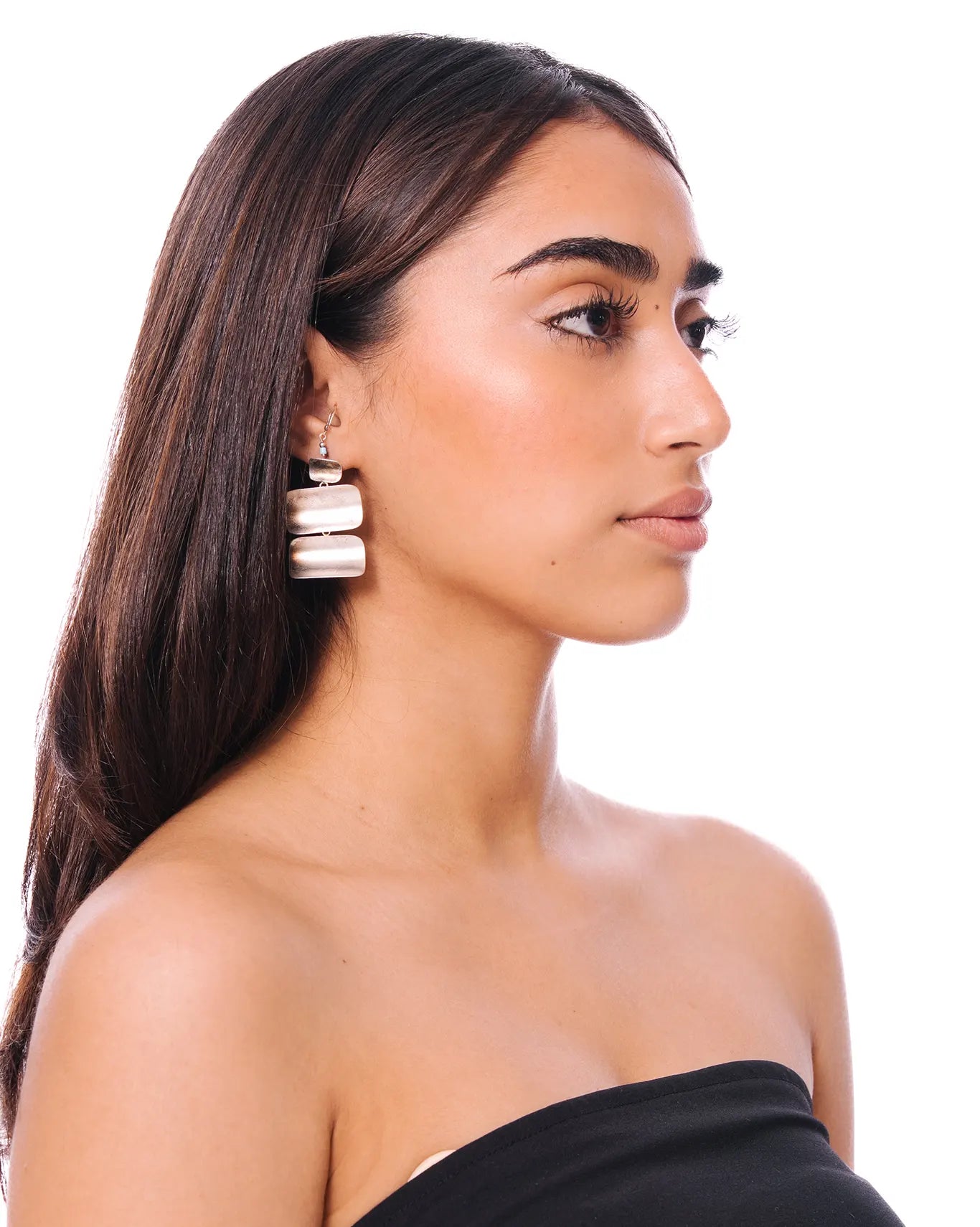 Amna Shariff Silver Silver Rectangle Tier Earrings - CULT - haider