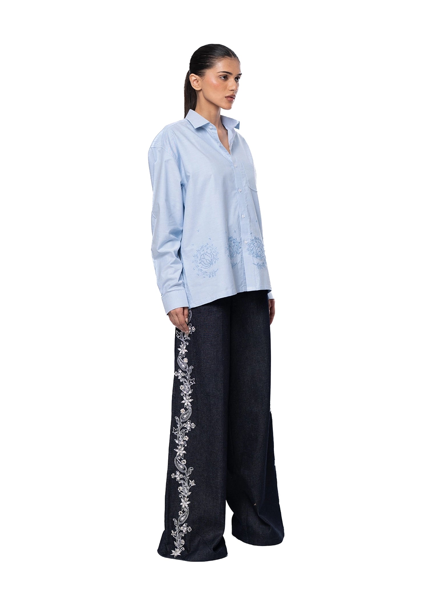 Another Sect Bindu Hand Embroidered Boxy Cropped Shirt Cult Karachi Pakistan