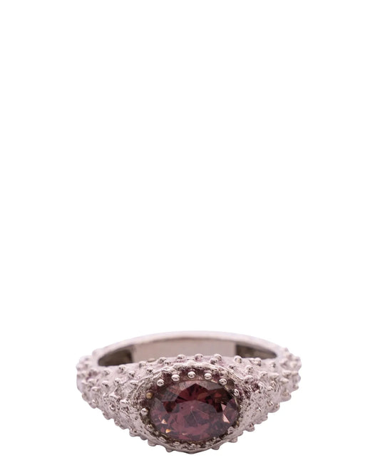 Silver Spike Stone Ring