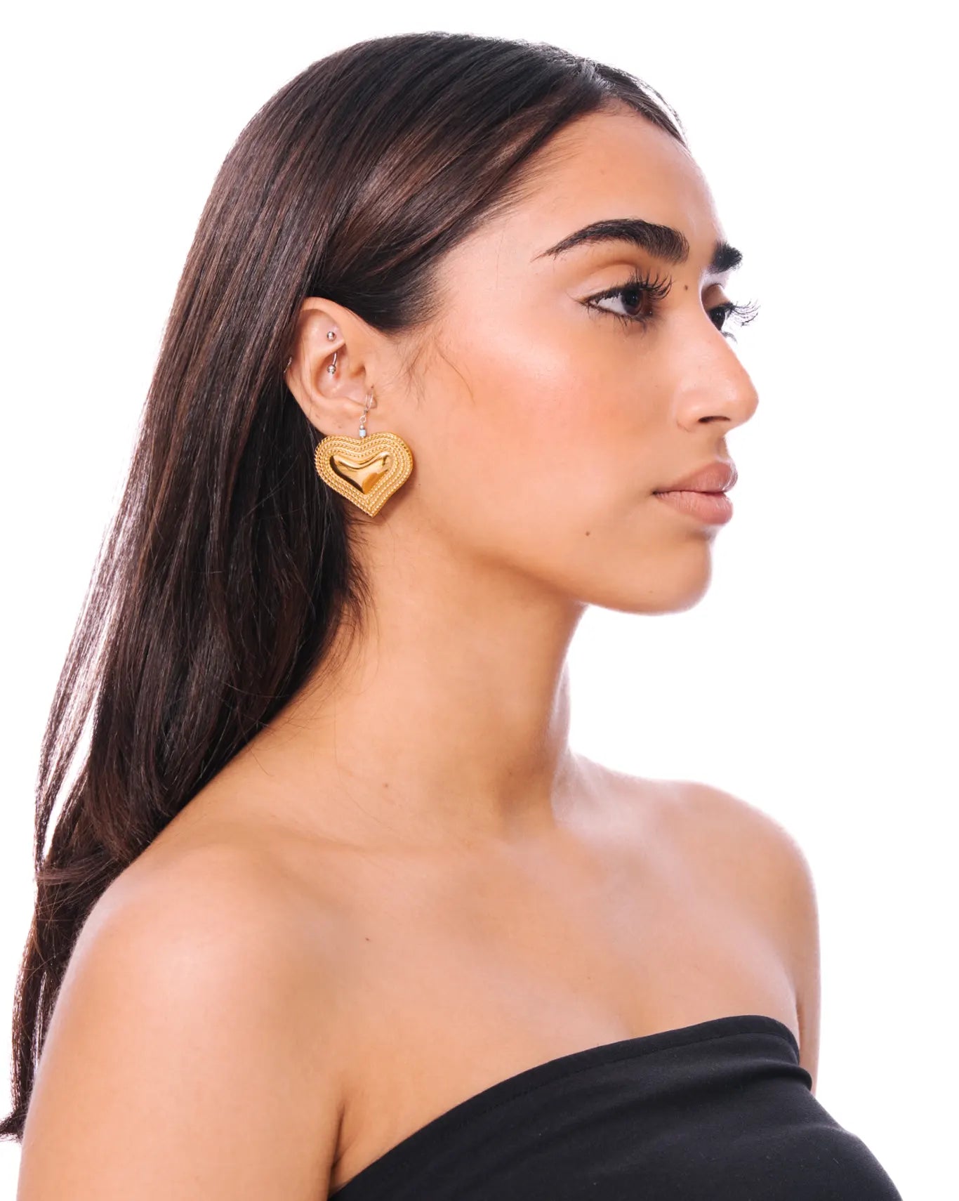 Mish & Co Gold Gold Texture Heart Earrings - CULT - haider