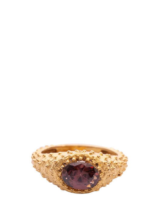 Gold Spike Stone Ring