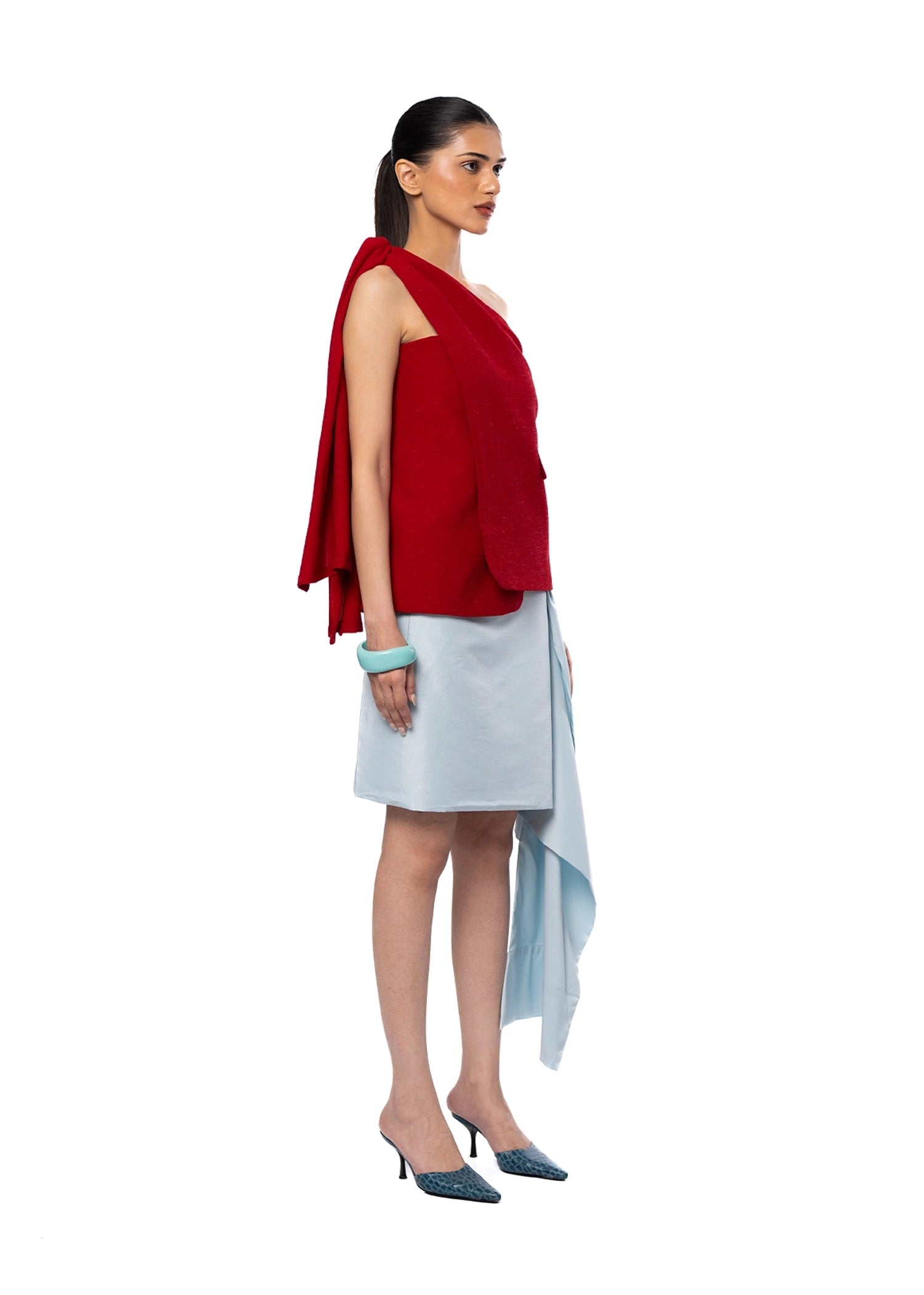 Fern Red Knotted Shoulder Top Cult Karachi Pakistan