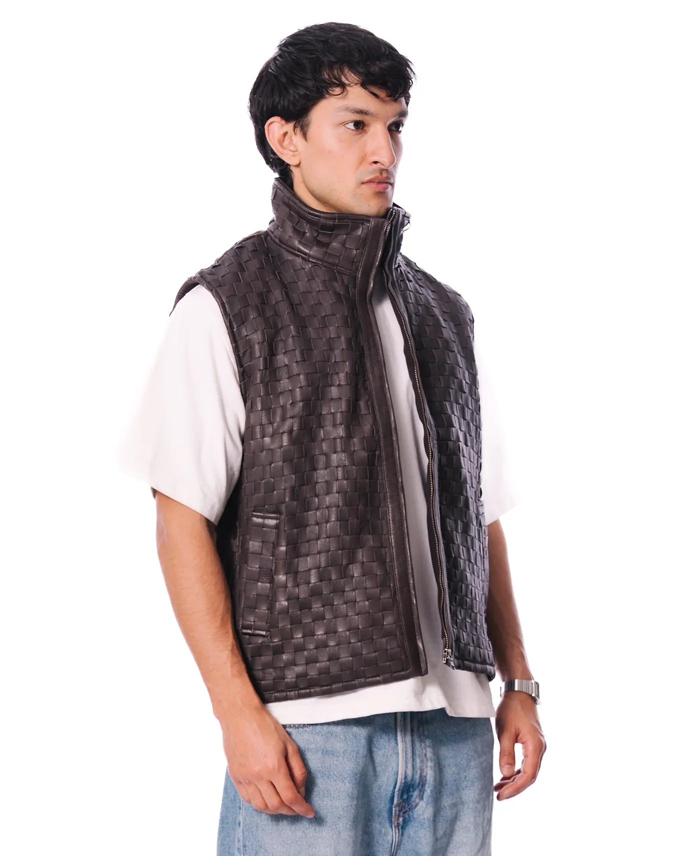 Dreams of Arthur Brown Brown Leather Braided Vest - CULT