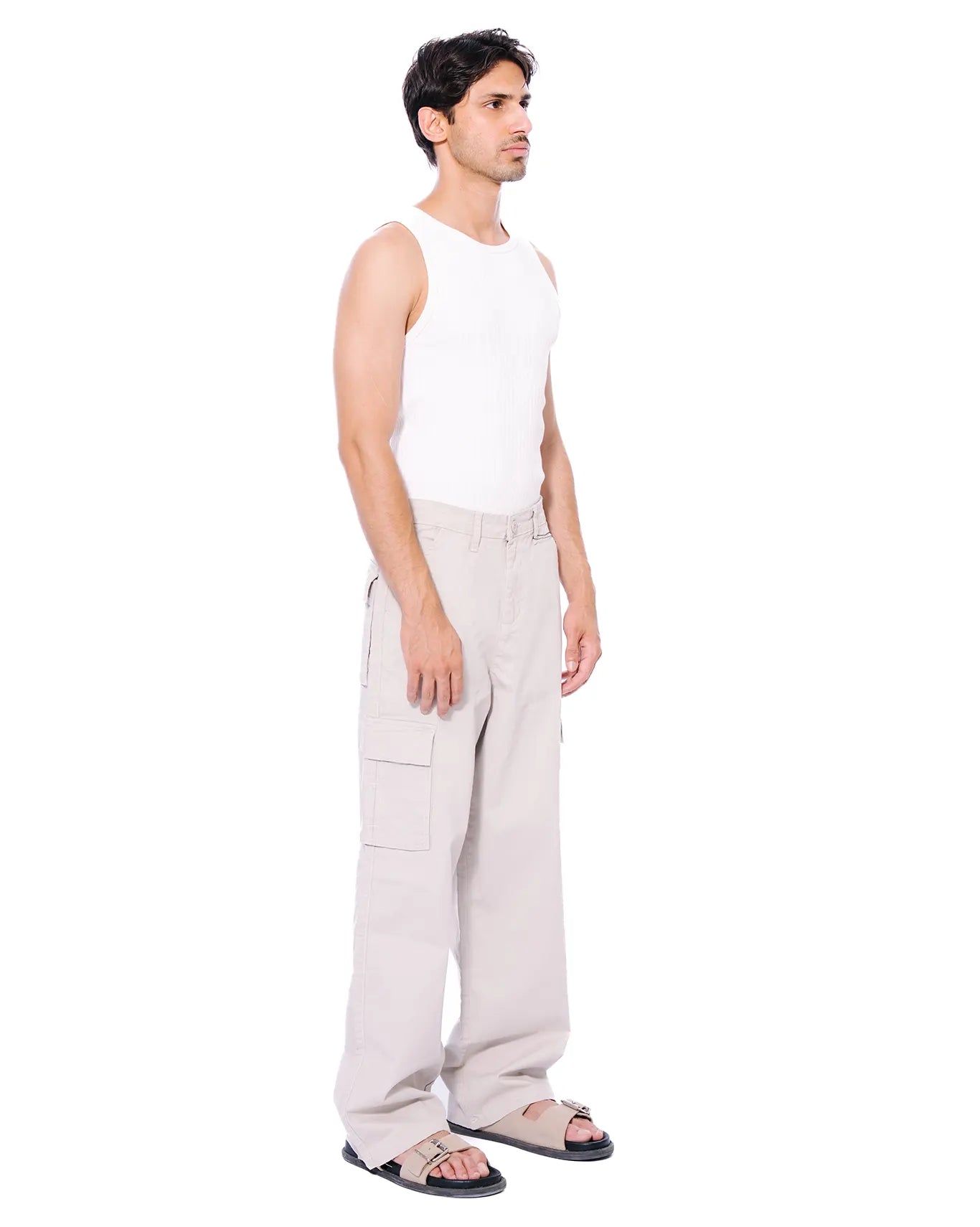 Beige Loose Cargo Pants Beige