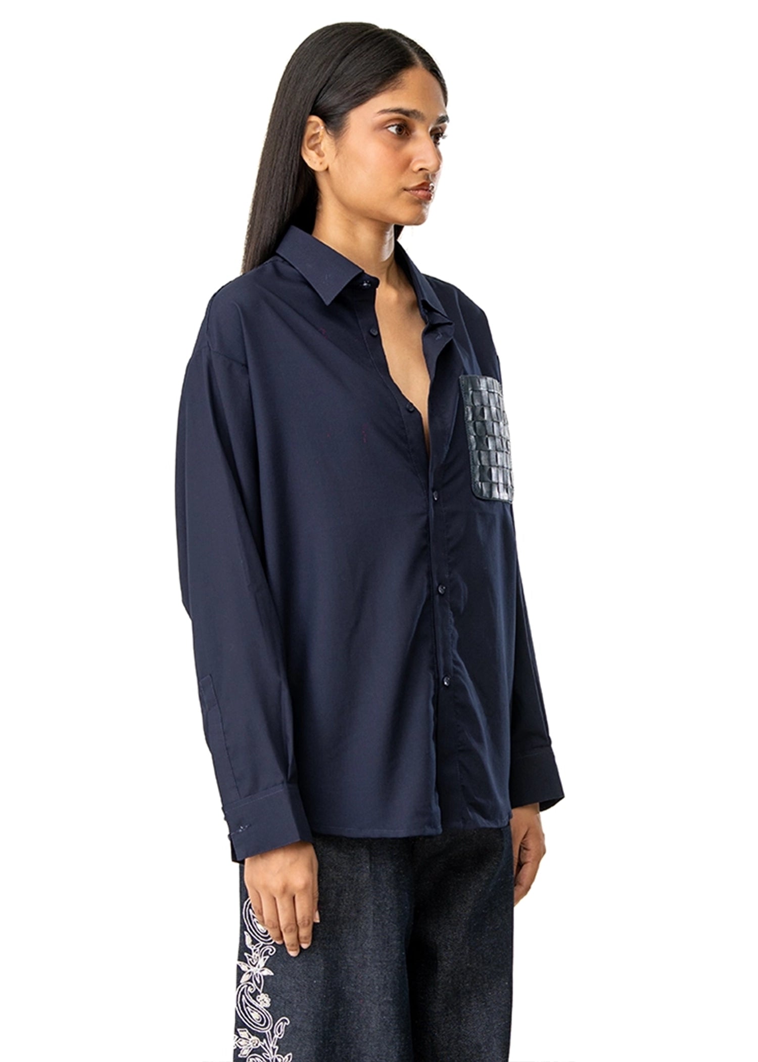 Dreams of Arthur Blue Silky Overshirt Braided Patch Cult Karachi Paakistan