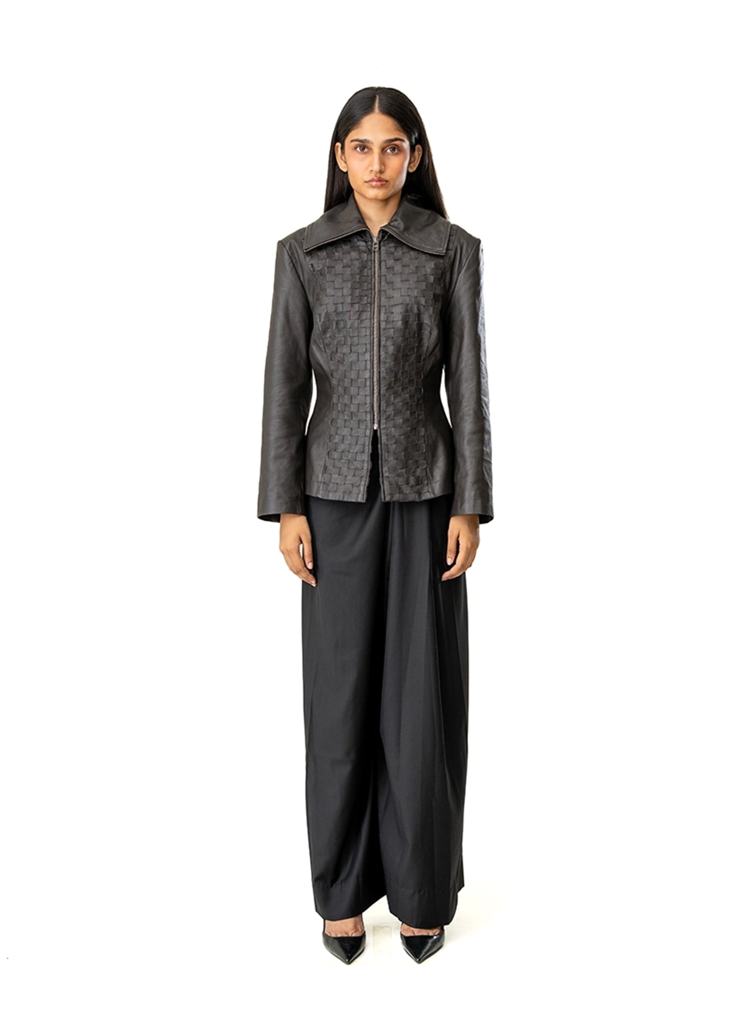 Dreams of Arthur Brown Petite Braided Leather Jacket - CULT - haider