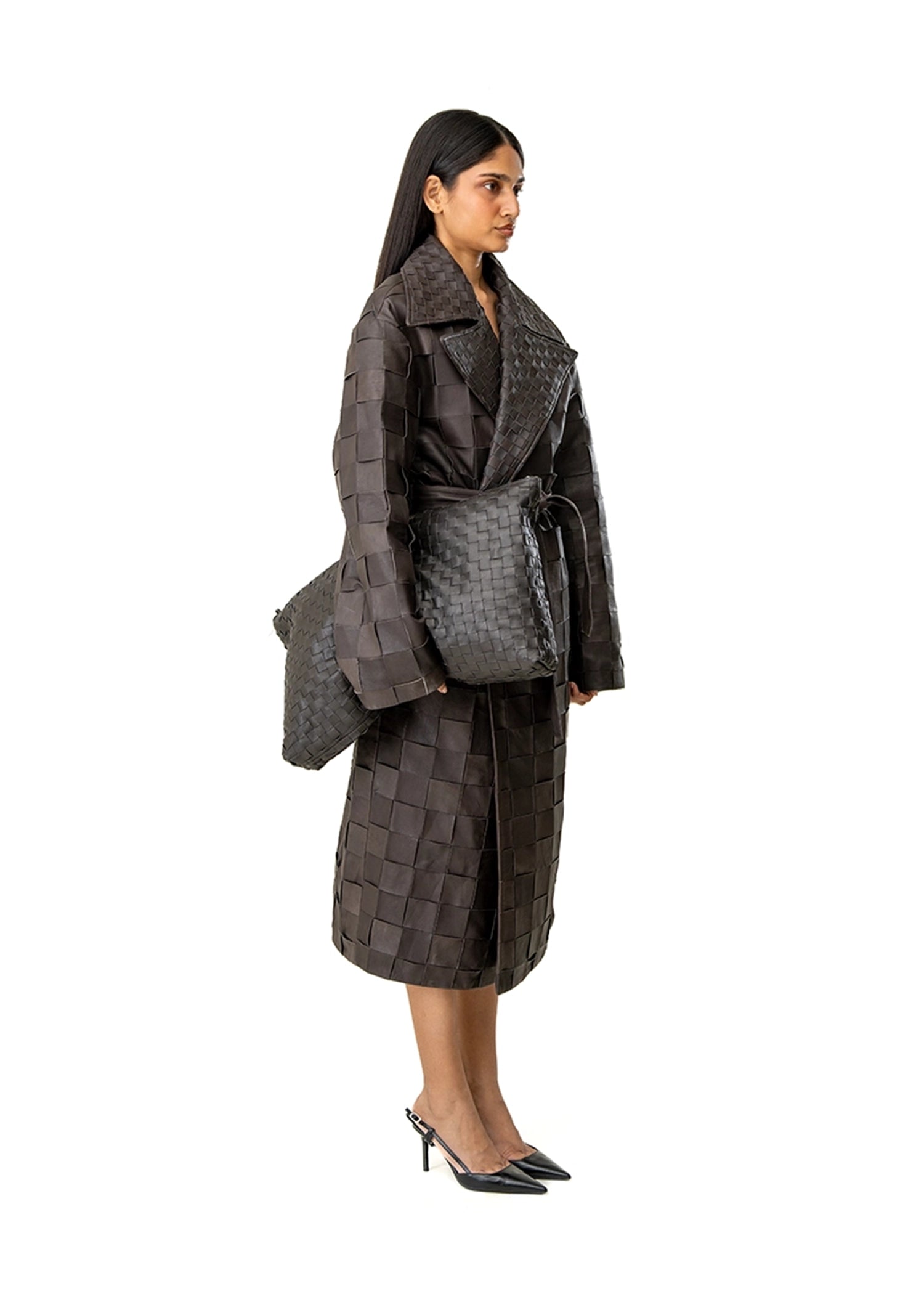 Dreams of Arthur Brown Braided Leather Oversized Coat Cult Karachi Pakistan