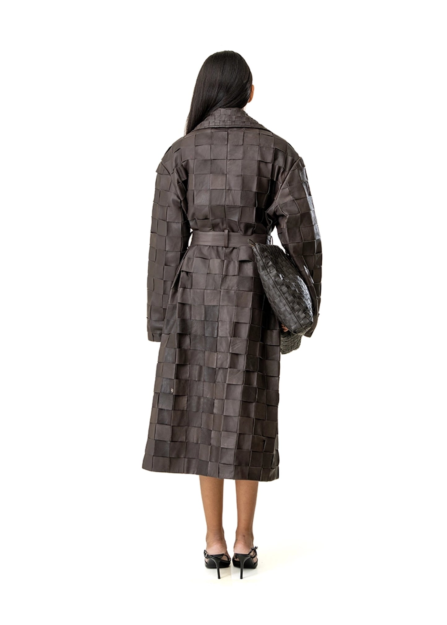 Dreams of Arthur Brown Brown Braided Leather Oversized Coat - CULT - haider