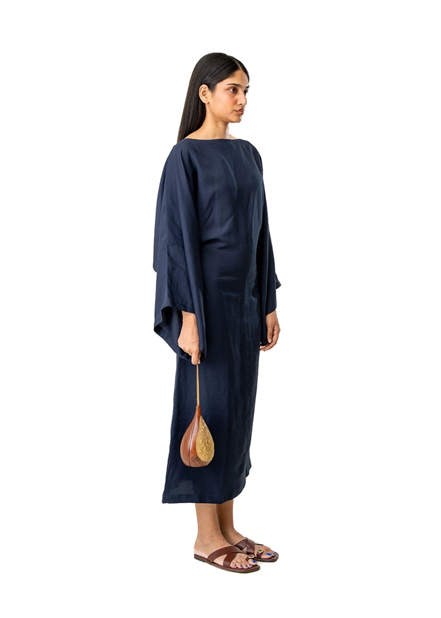 Ishq-e-Amore Midnight Blue Midnight Blue Safa Kaftan in Linen - CULT - haider