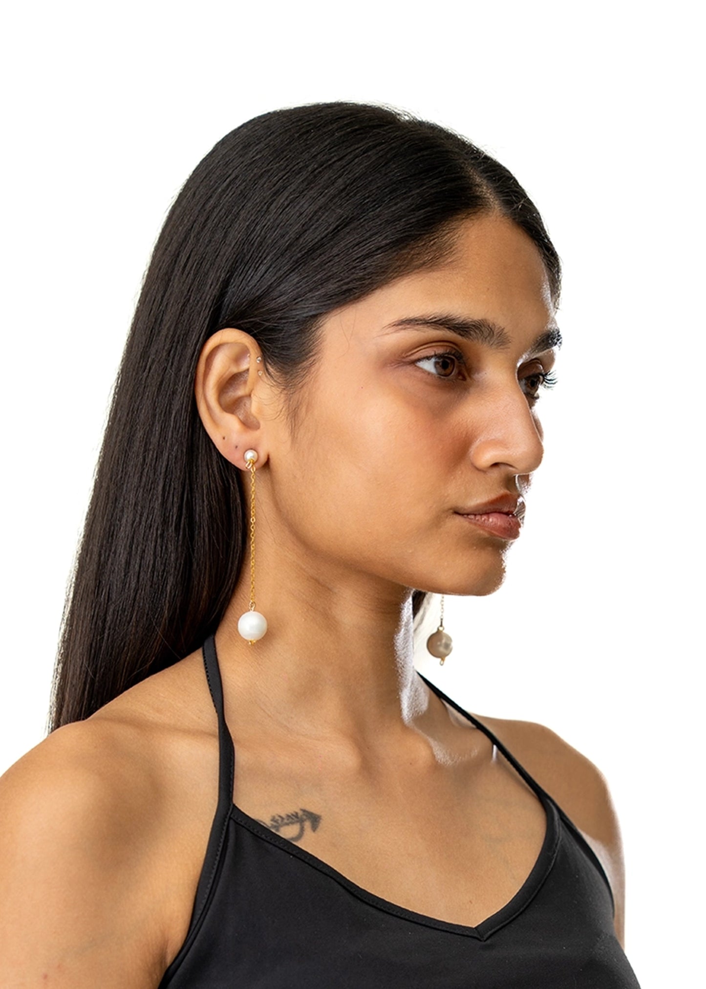 Jahanara Jewels Gold Gold Pearl Chain earrings - CULT - haider