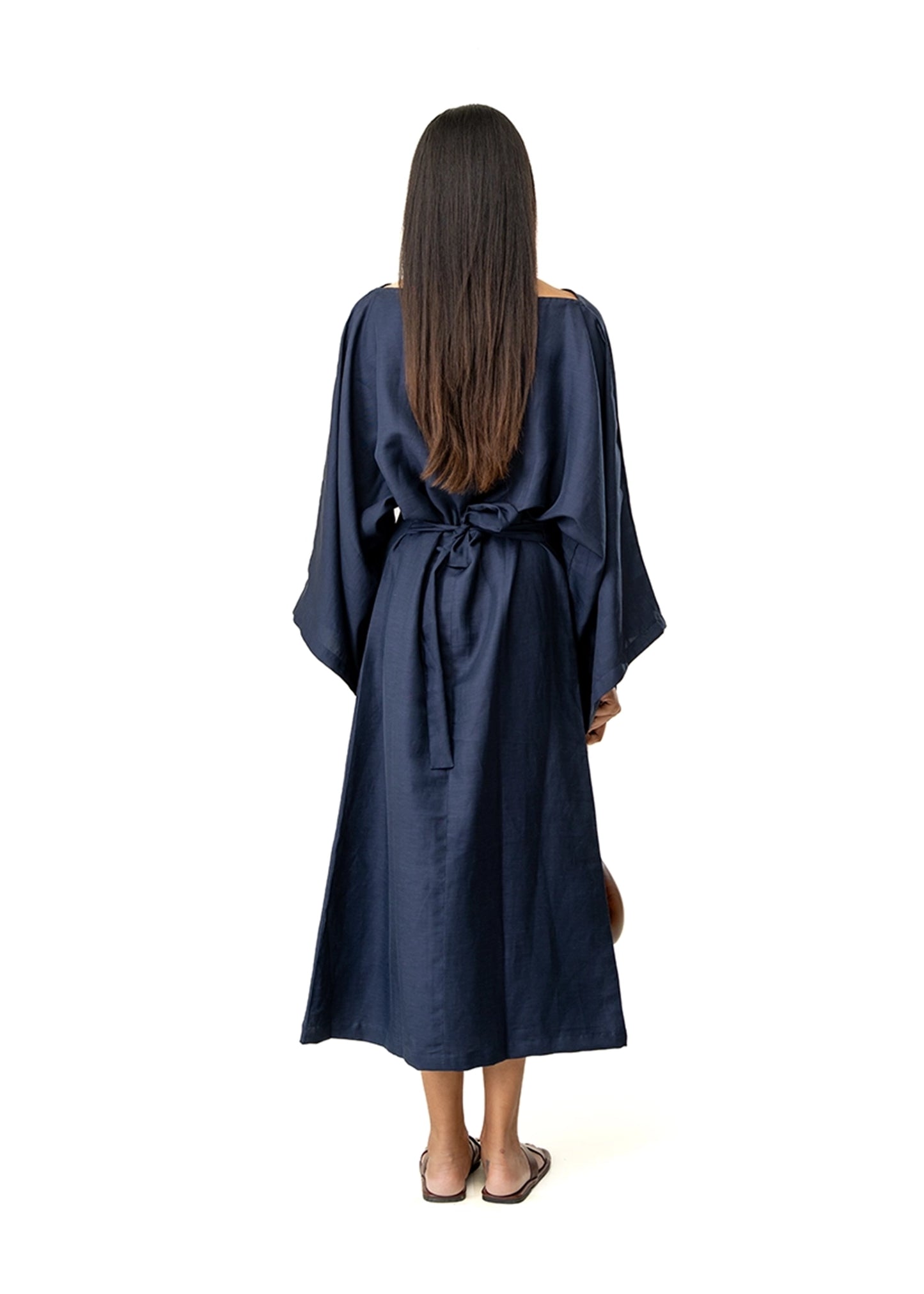 Ishq-e-Amore Midnight Blue Midnight Blue Safa Kaftan in Linen - CULT - haider