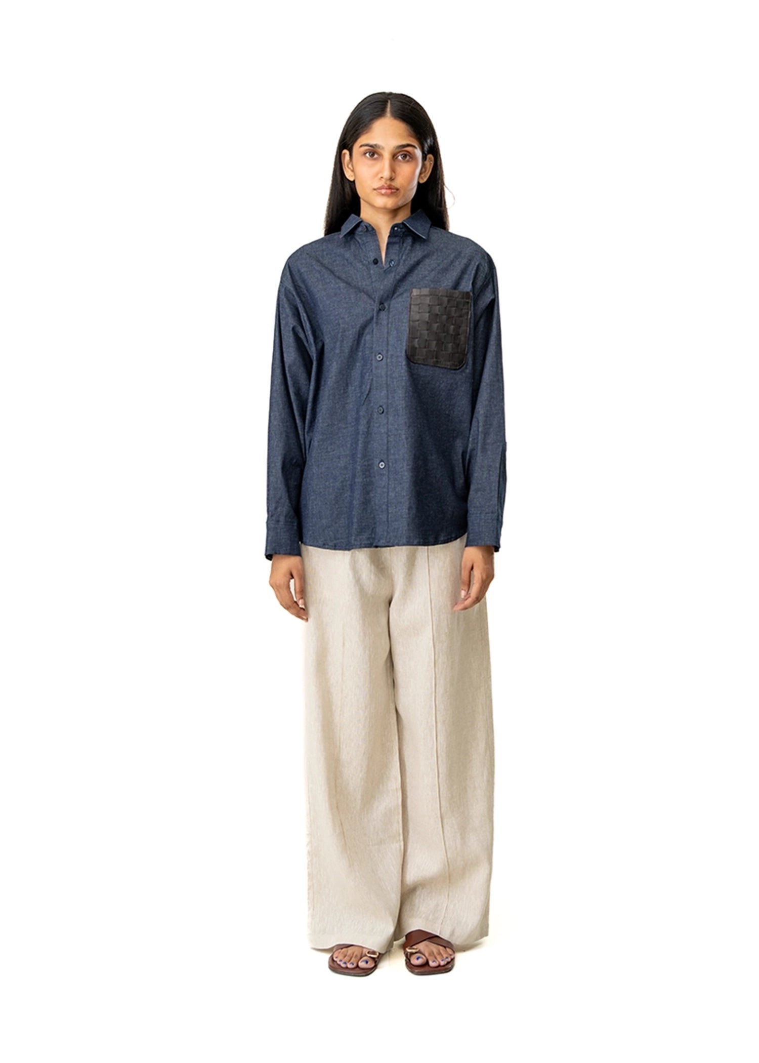 Dreams of Arthur Blue Denim Overshirt Braided Patch Cult Karachi Pakstan