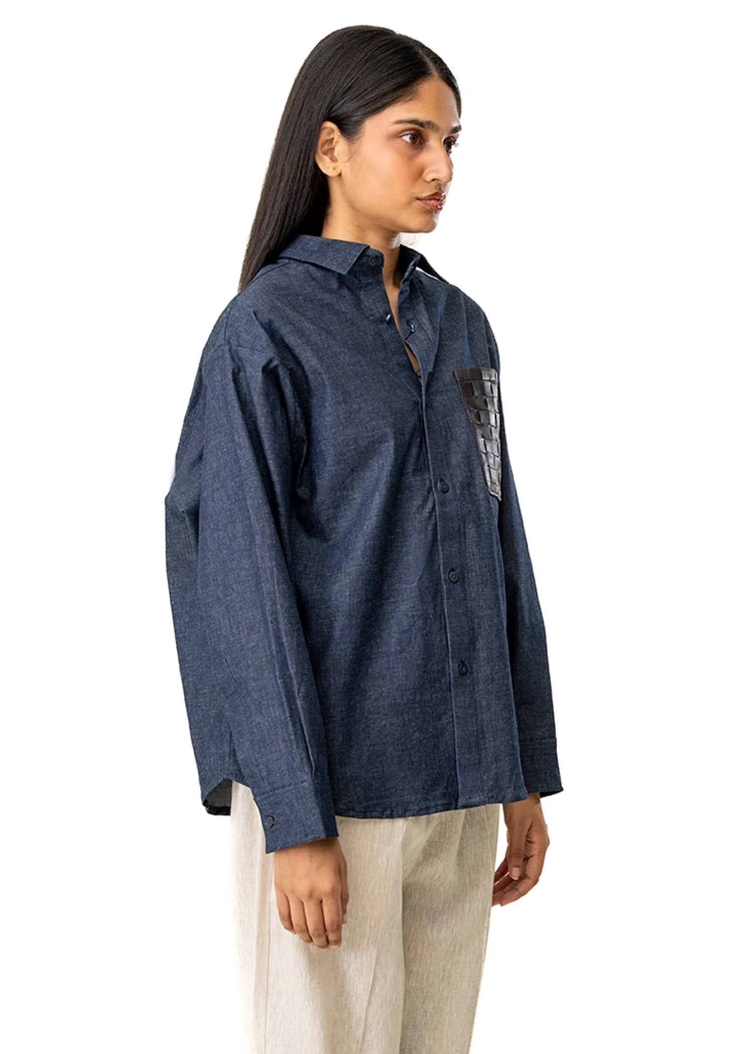 Dreams of Arthur Blue Denim Overshirt Braided Patch Cult Karachi Pakstan