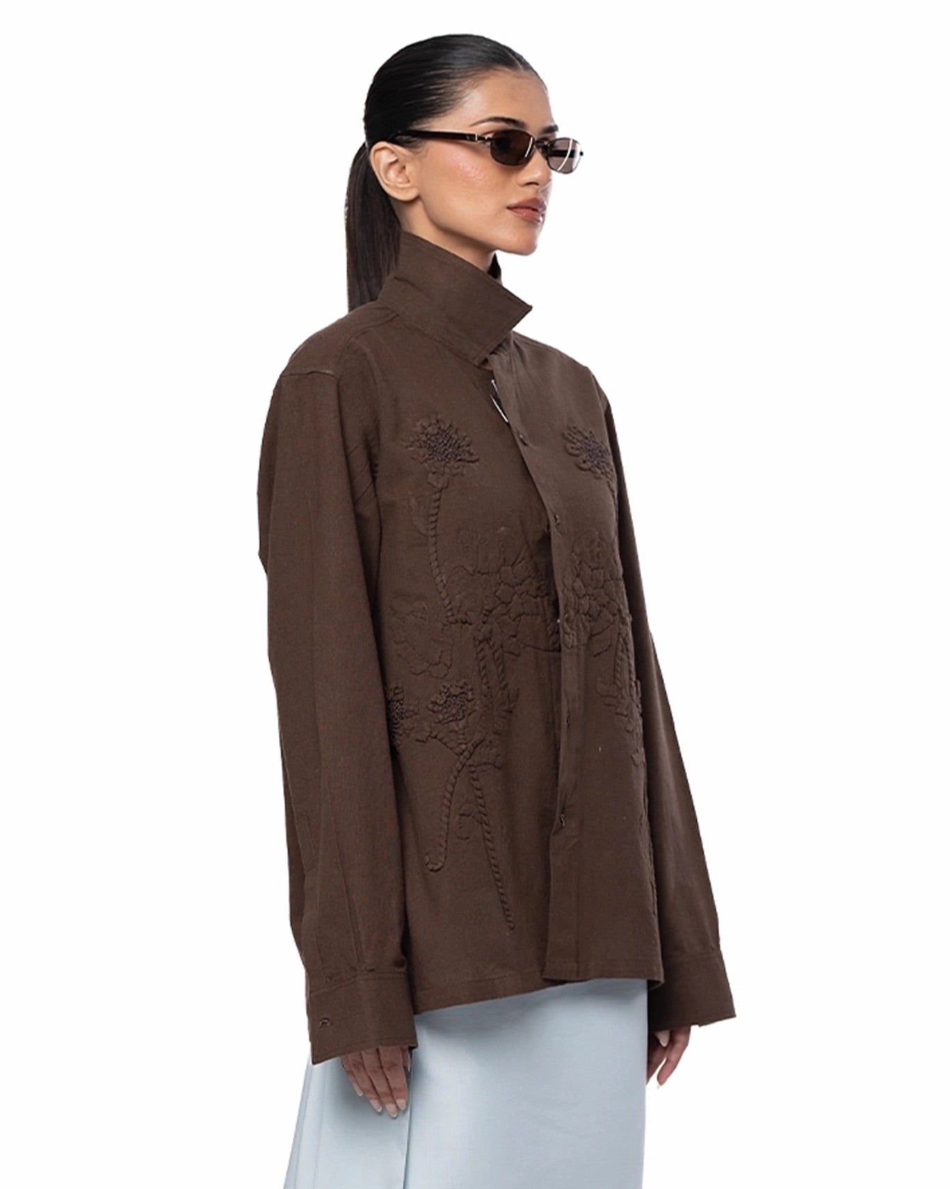 Another Sect Brown Brown Lali Appliqued Jacket - CULT - haider