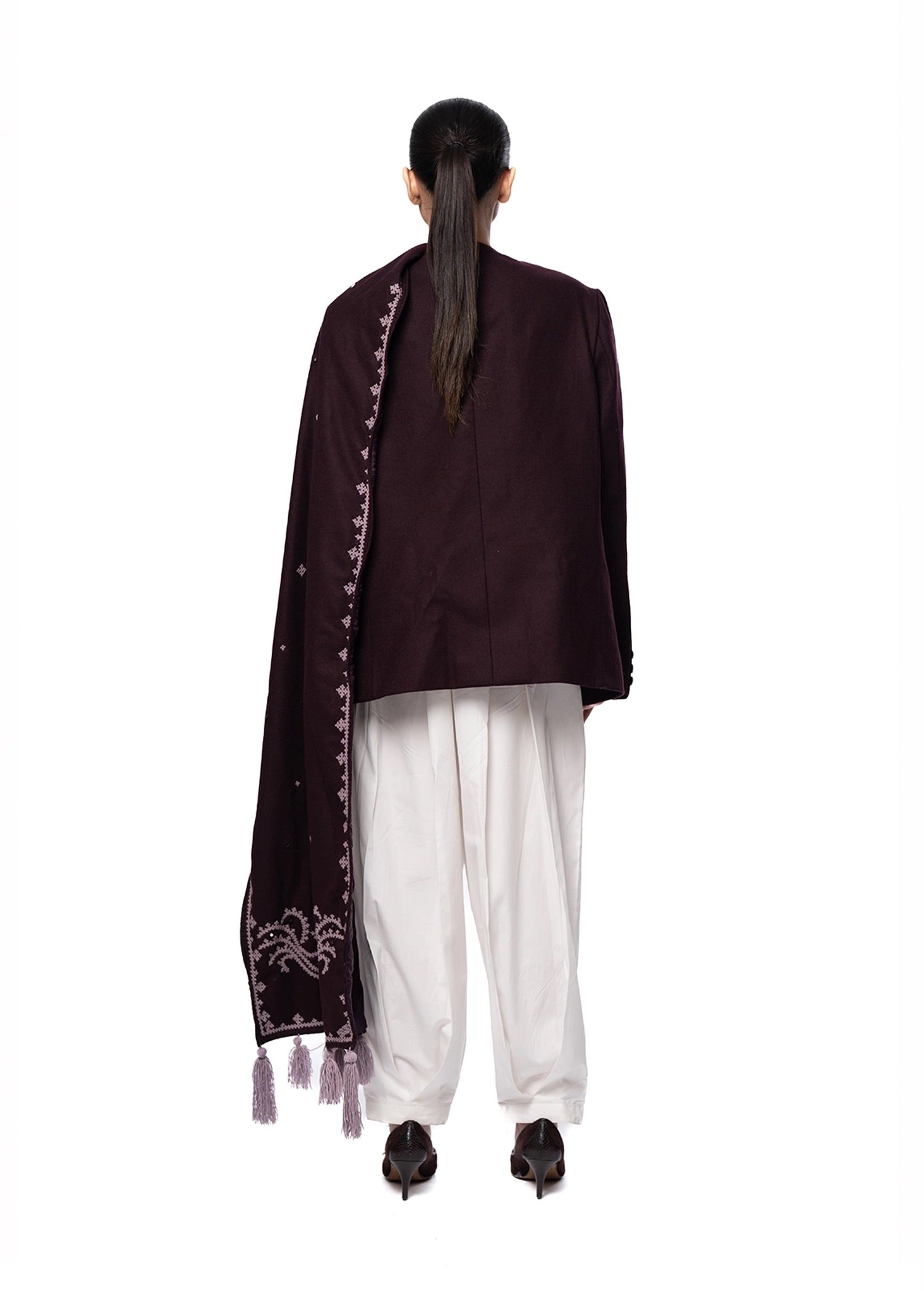 Another Sect Purple Tawus Hand Embroidered Scarf Jacket Cult Karachi Pakistan