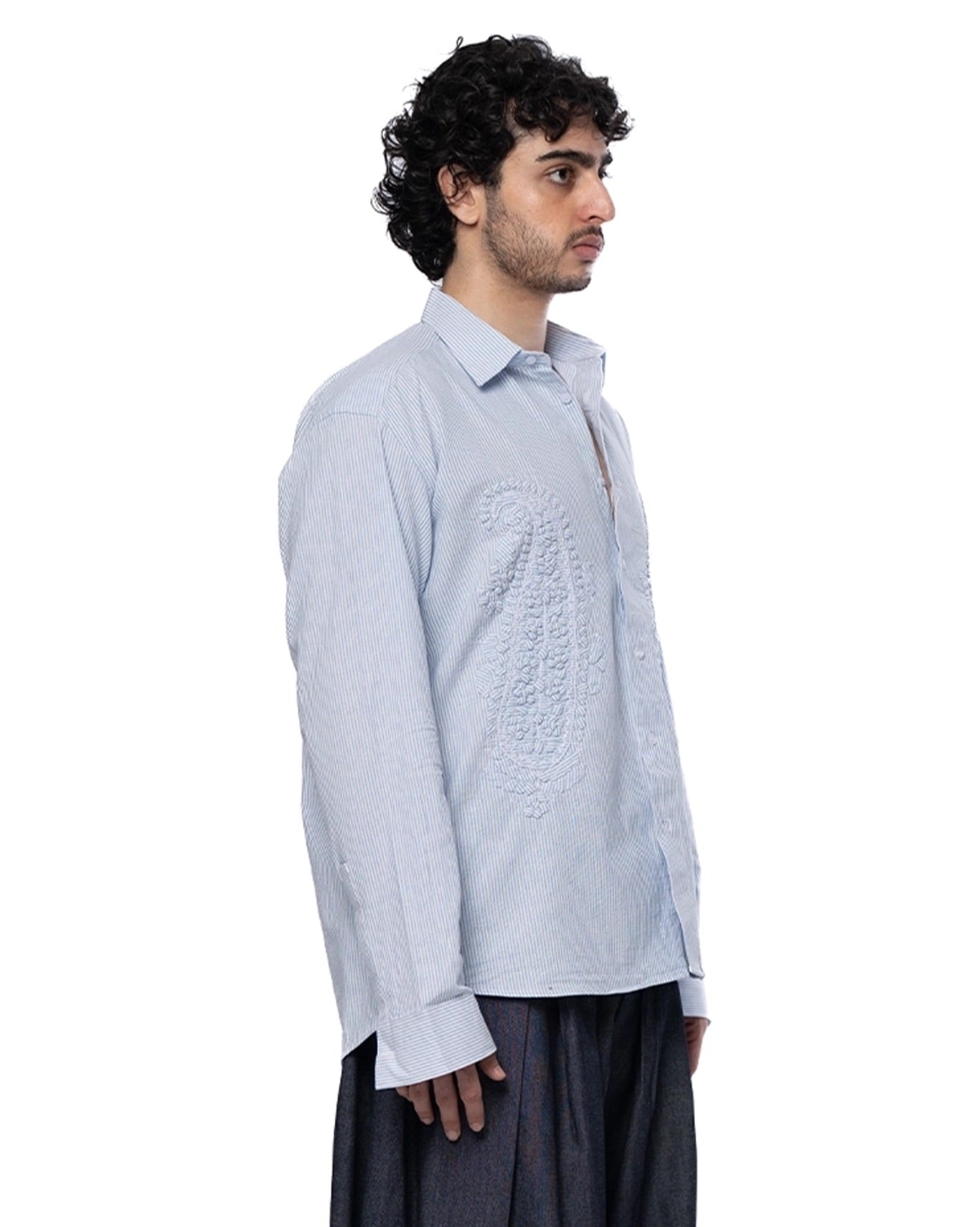Another Sect Blue Blue Reet Paisley Applique Shirt - CULT - haider