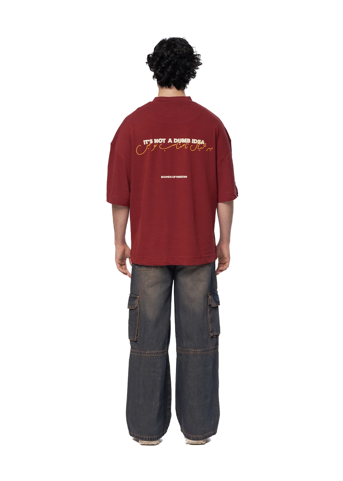 Naqees Maroon Maroon Tee White Logo - CULT - haider