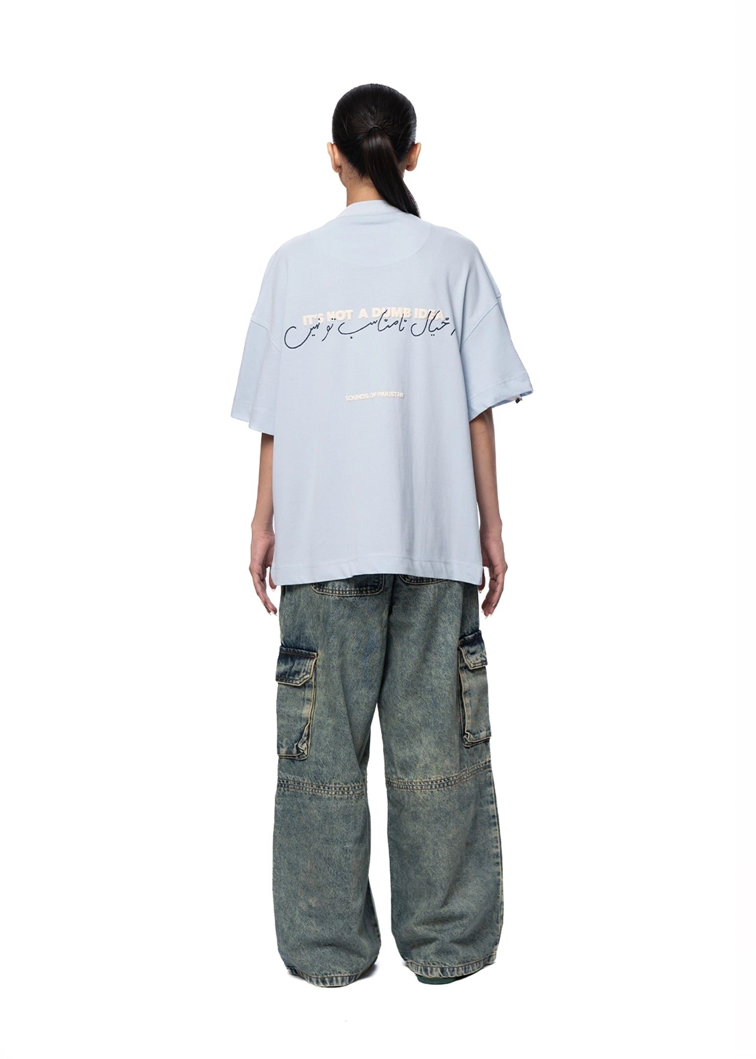 Naqees Blue Token Cargo Jeans 2.0 Cult Karachi Pakistan