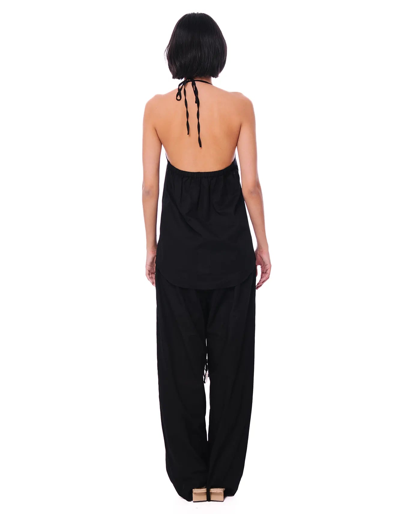 Curated Official Black Black Boho Halter Linen Set with Stones - CULT - haider