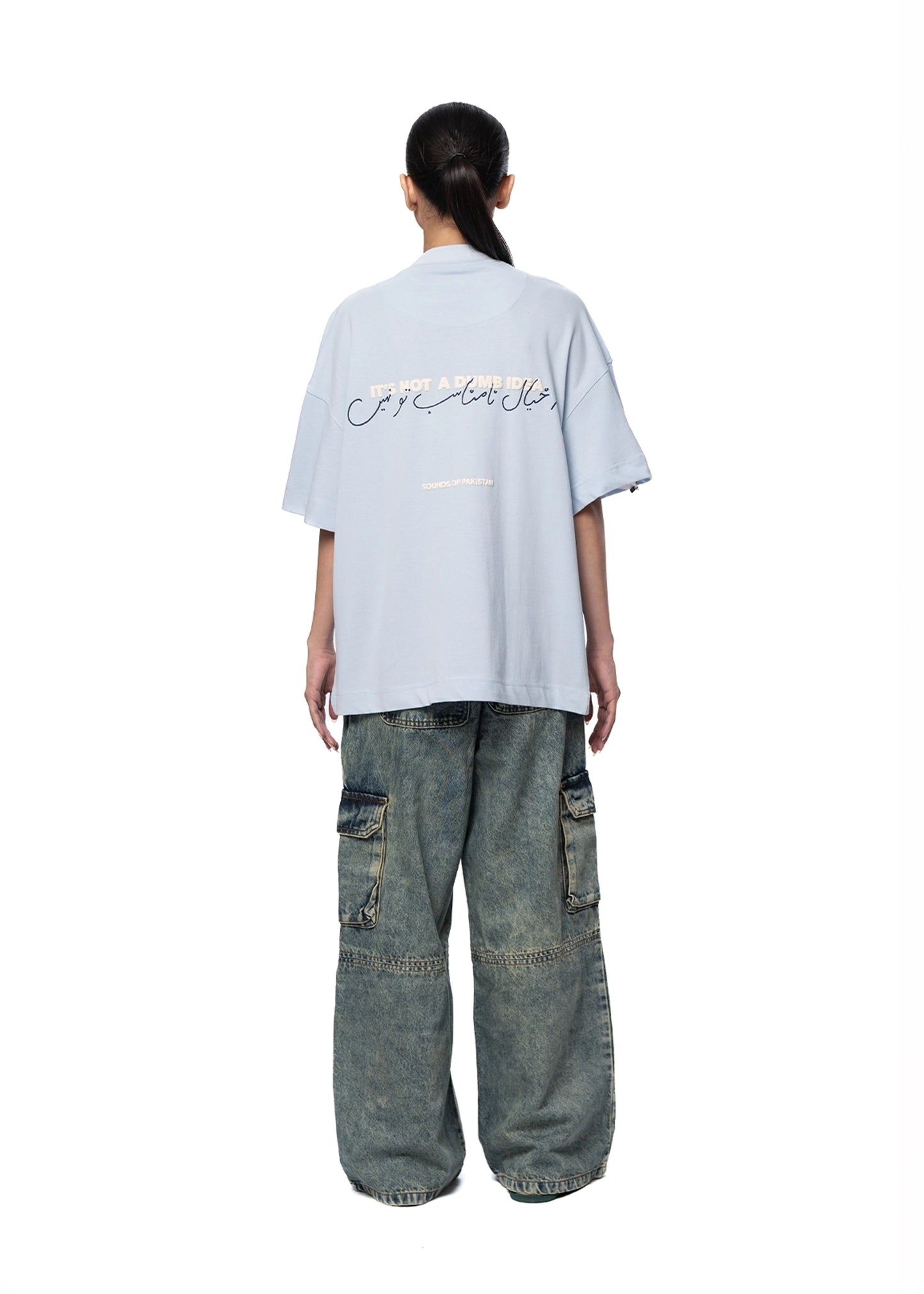 Naqees Blue Sky Half Sleeve Blue Logo Tee - CULT - haider