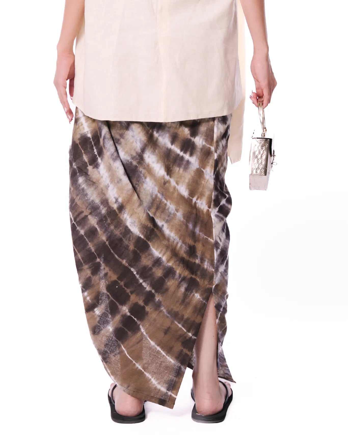 Baro Studio Brown Brown Sarong Side Skirt - CULT - haider