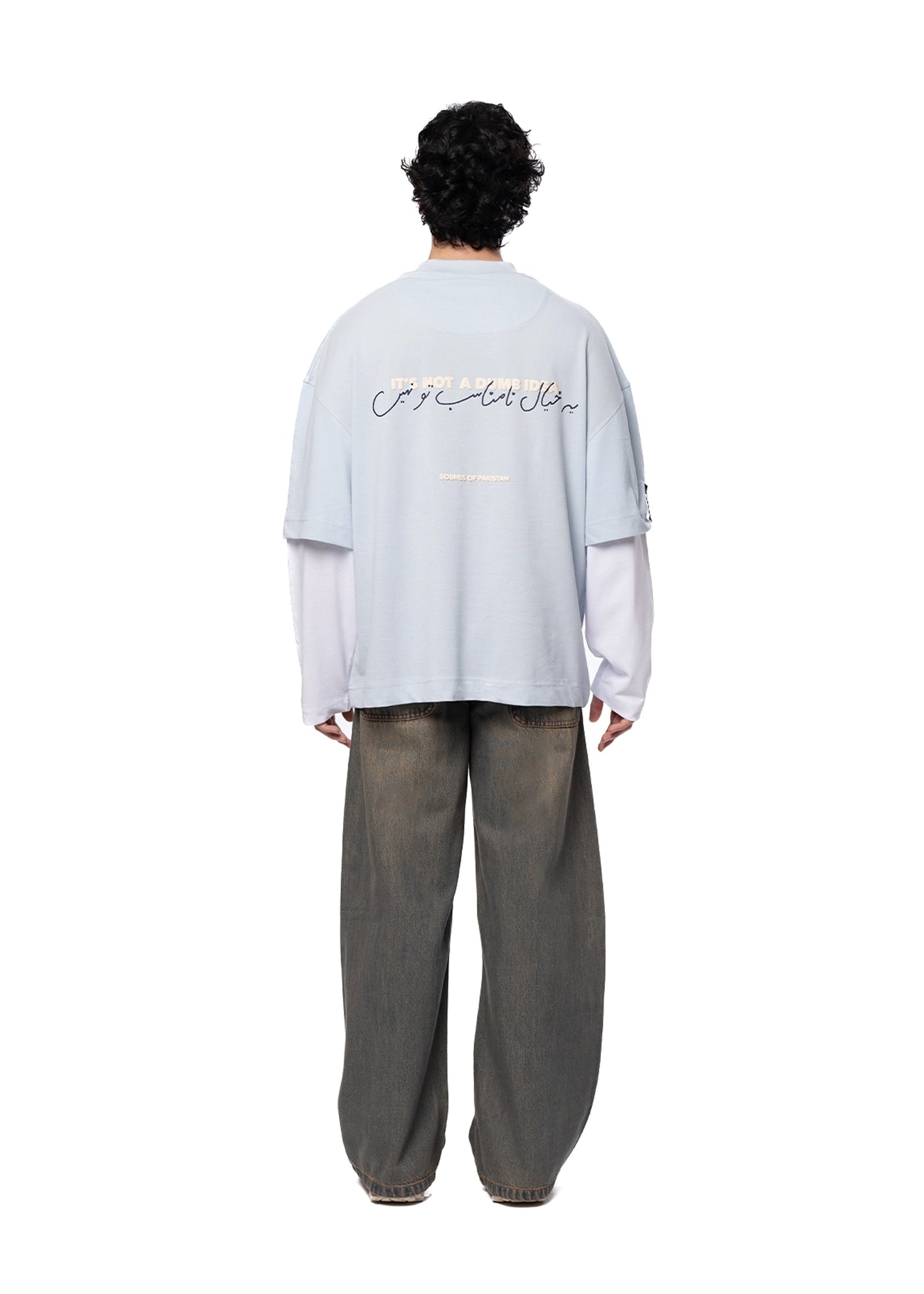 Naqees Sky Blue Sky Full Sleeve Blue Logo Tee - CULT - haider