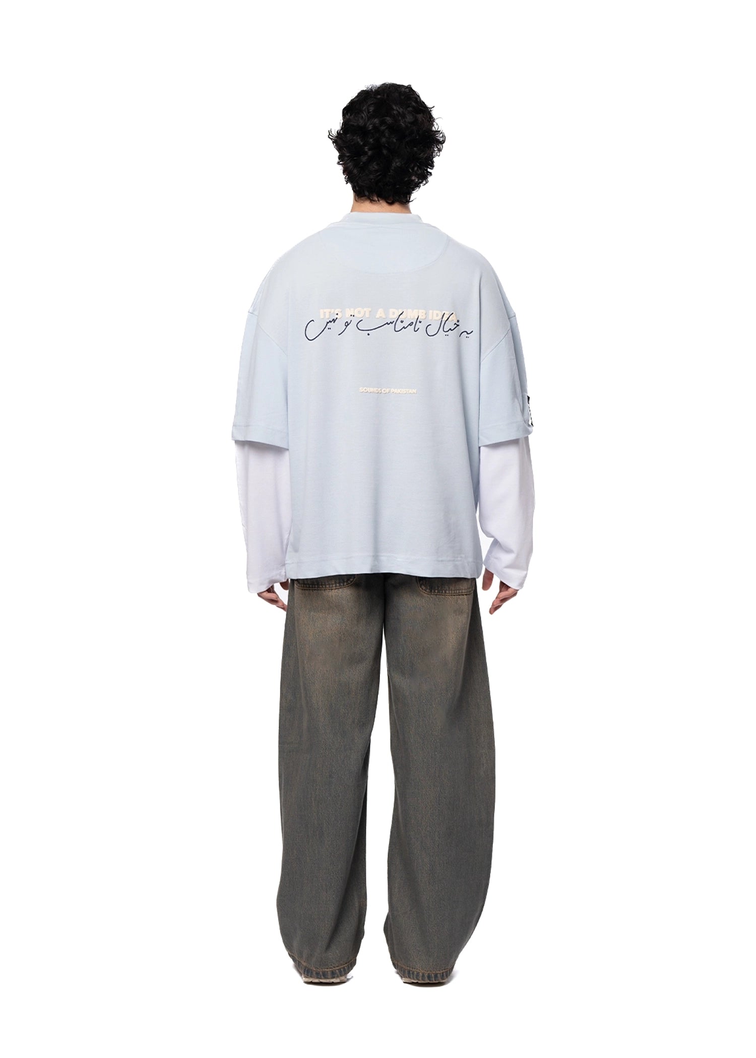 Naqees Sky Full Sleeve Blue Logo Tee Cult Karachi Pakistan
