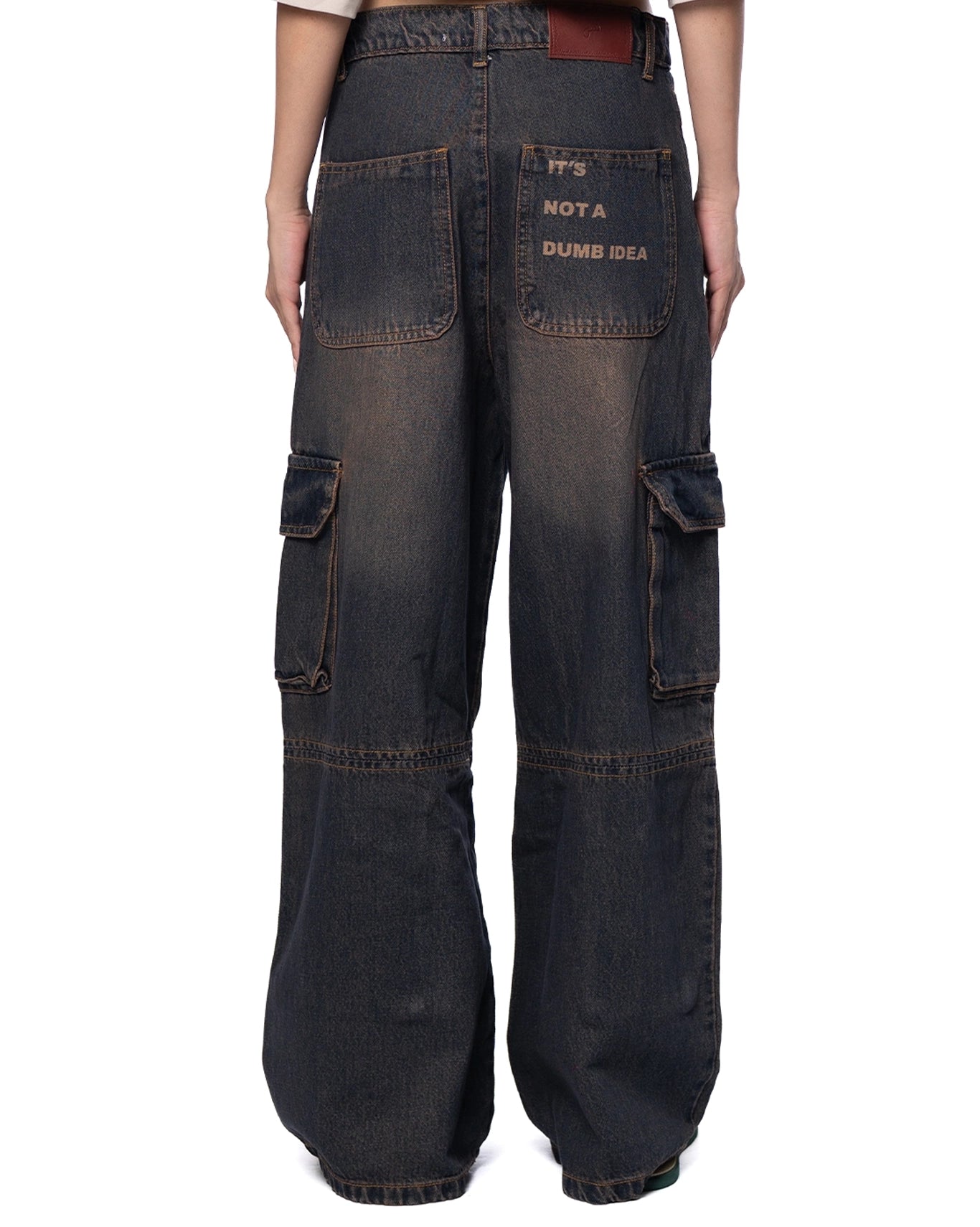 Naqees Vintage Wash Orange Shade Cargo Jeans - CULT