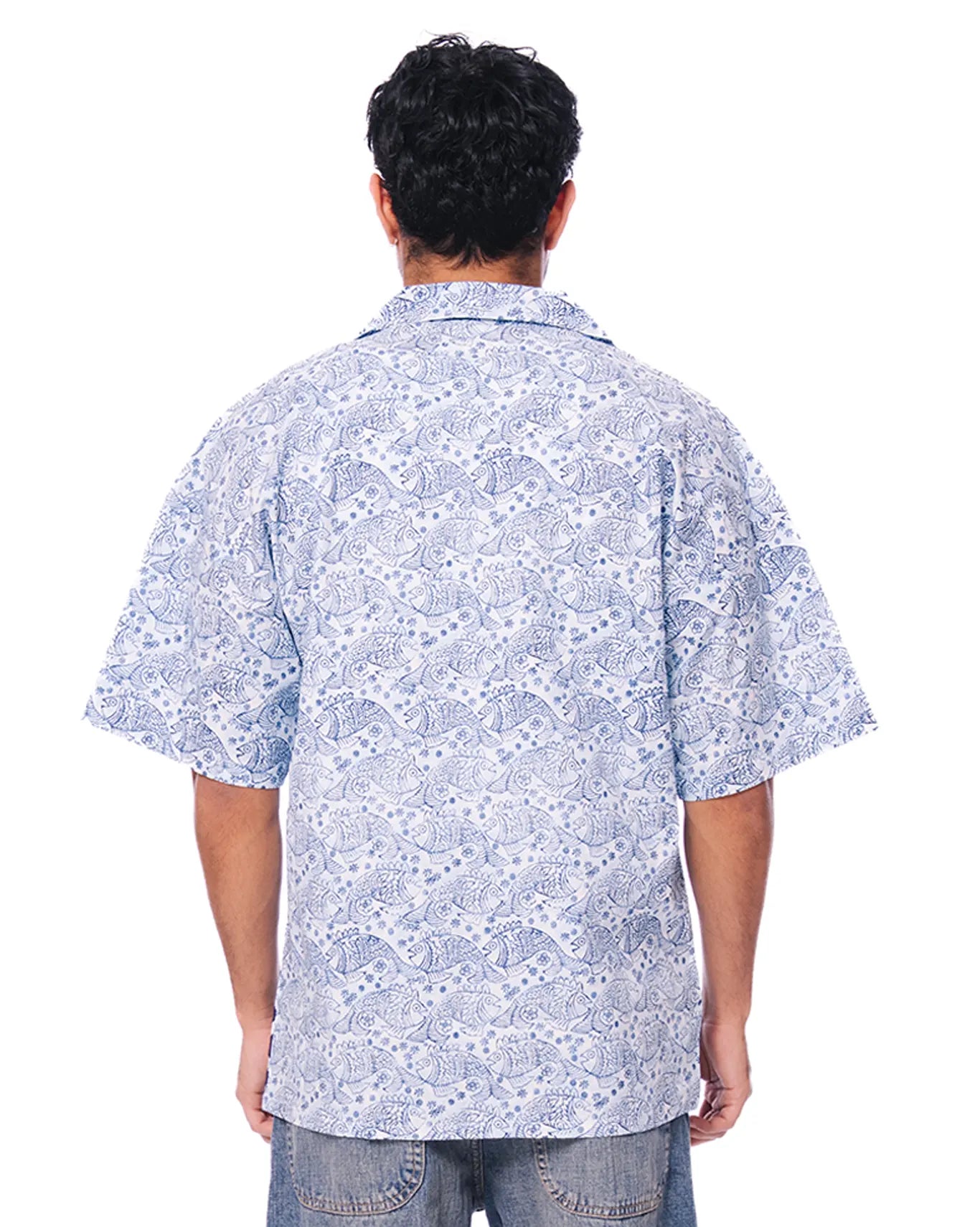 Collected XX Blue Blue Fish Linen Button Down - CULT - haider