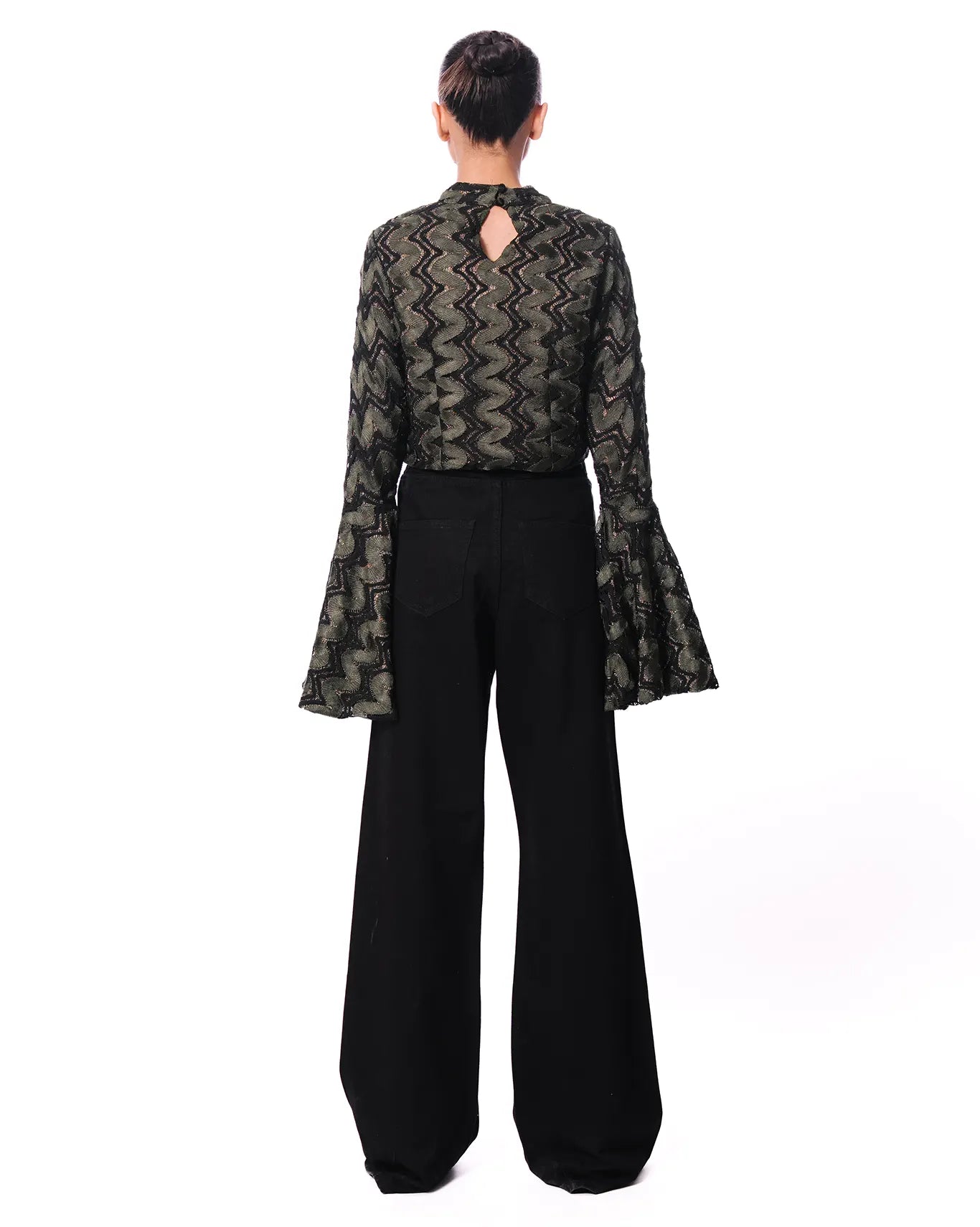 Collected XX Green Naag Bell Sleeves Top - CULT - haider