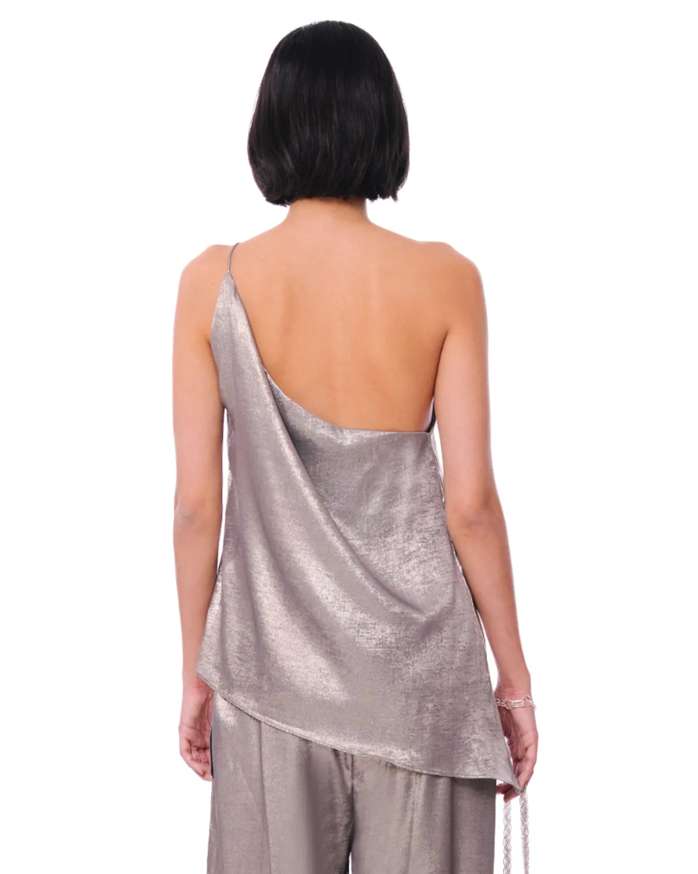 Curated Official Silver Metallic One Shoulder Set - CULT