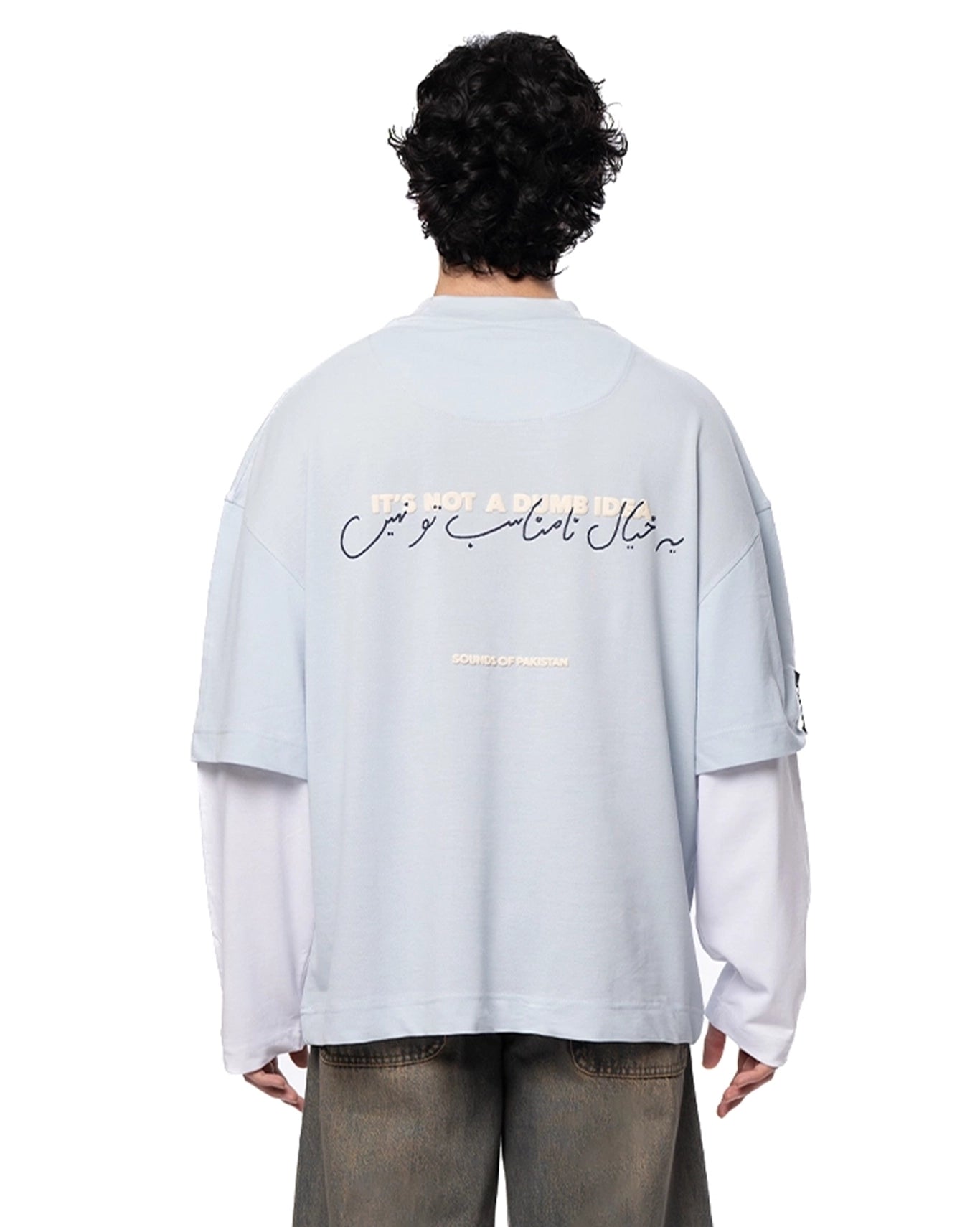 Naqees Sky Blue Sky Full Sleeve Blue Logo Tee - CULT - haider