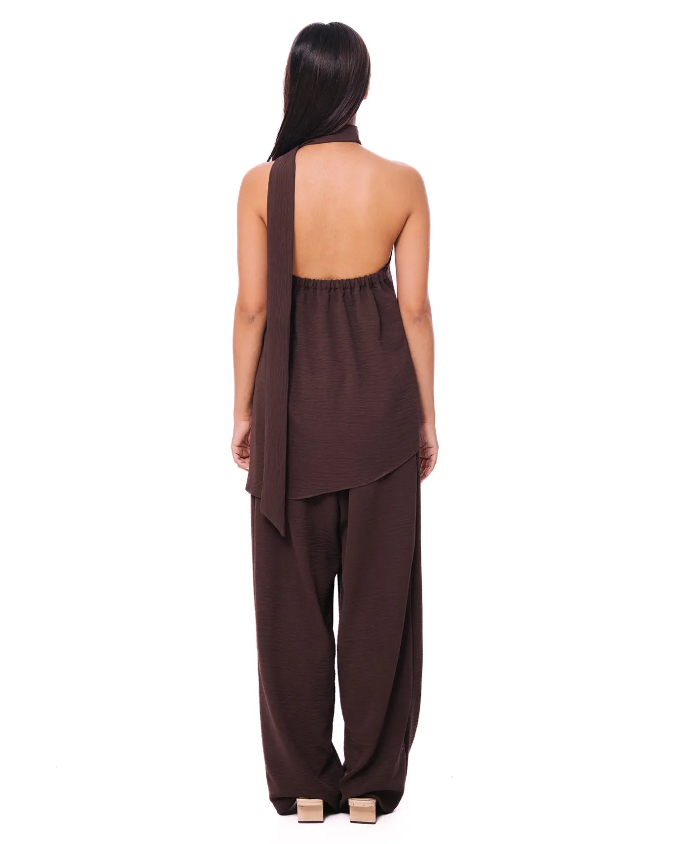 Curated Official Brown Brown Strapless Asymmetric Scarf Set - CULT - haider