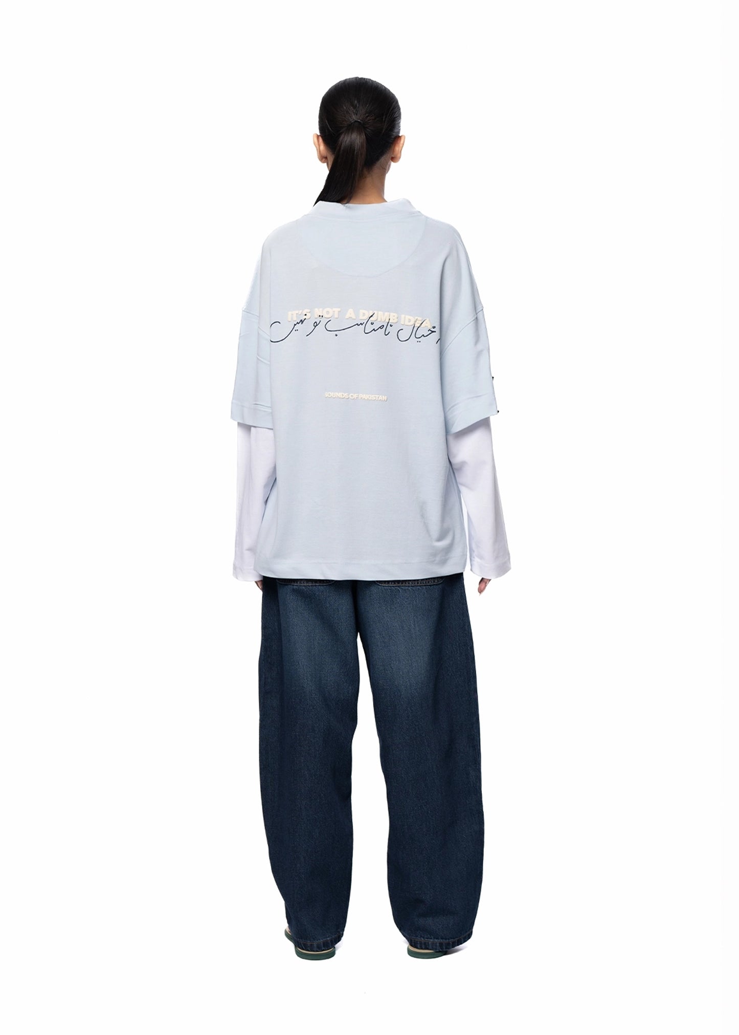 Naqees Sky Blue Sky Full Sleeve Blue Logo Tee - CULT - haider