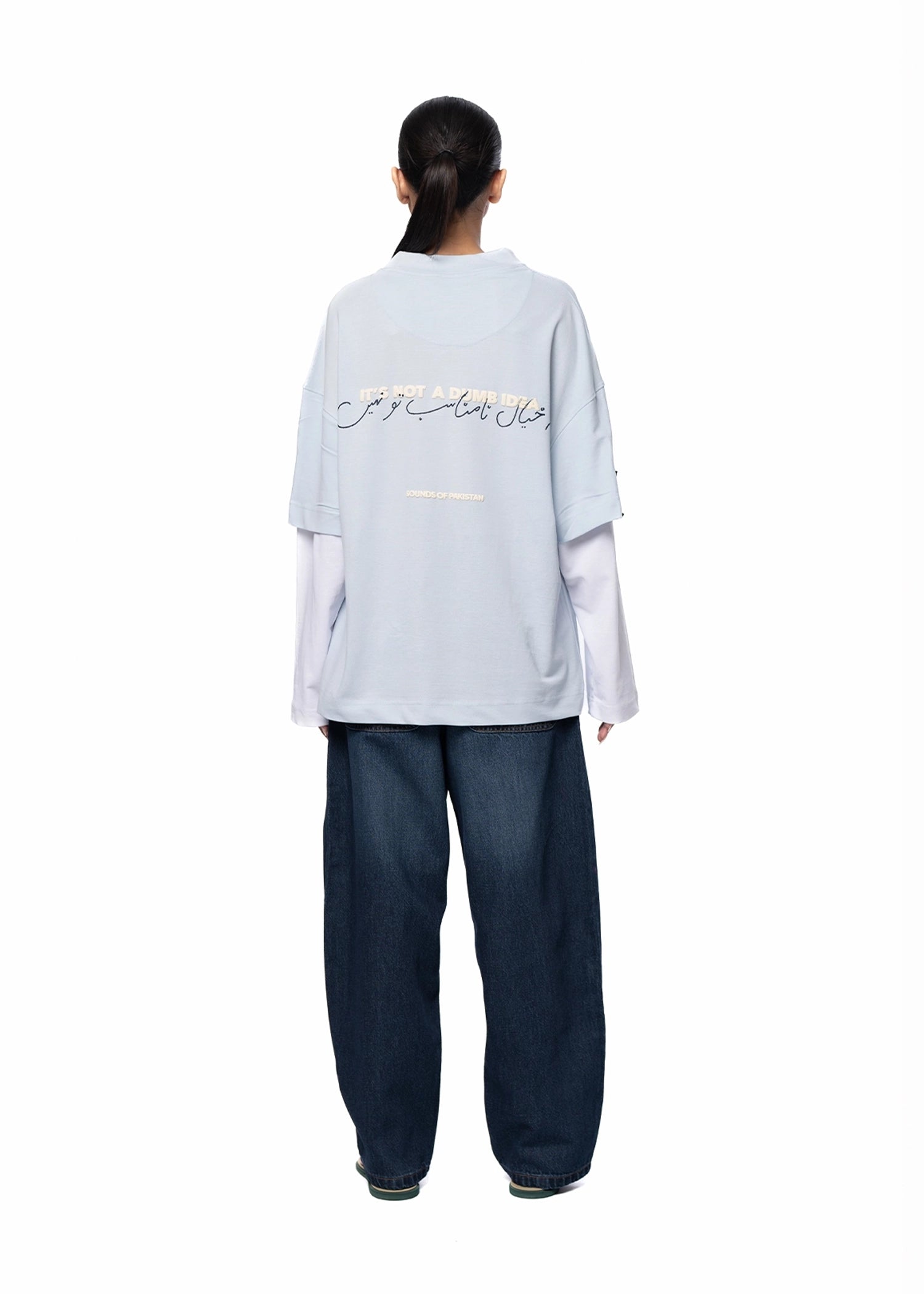 Naqees Sky Full Sleeve Blue Logo Tee Cult Karachi Pakistan
