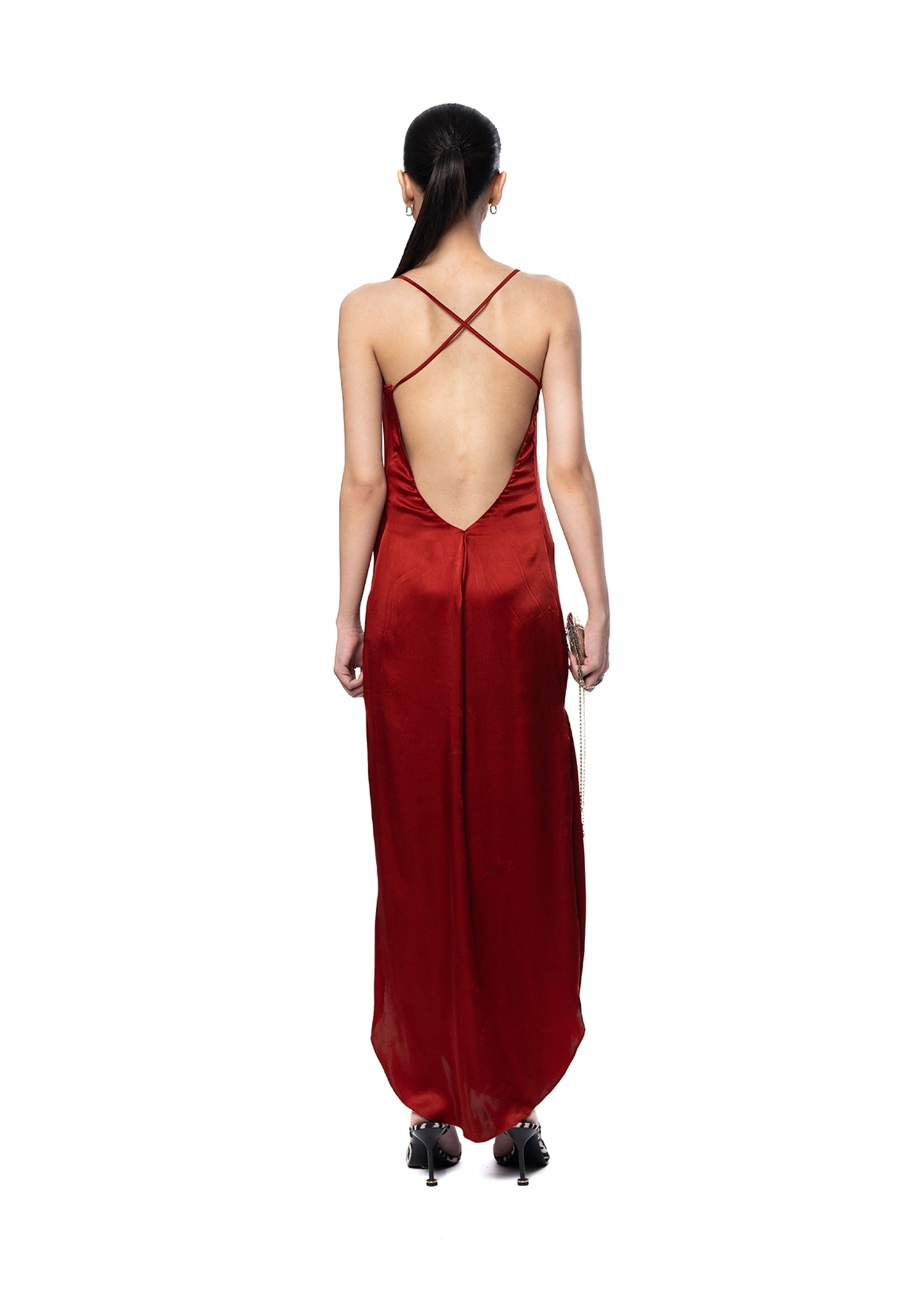 Project 1959 Red Halo Satin Dress Cult Karachi Pakistan