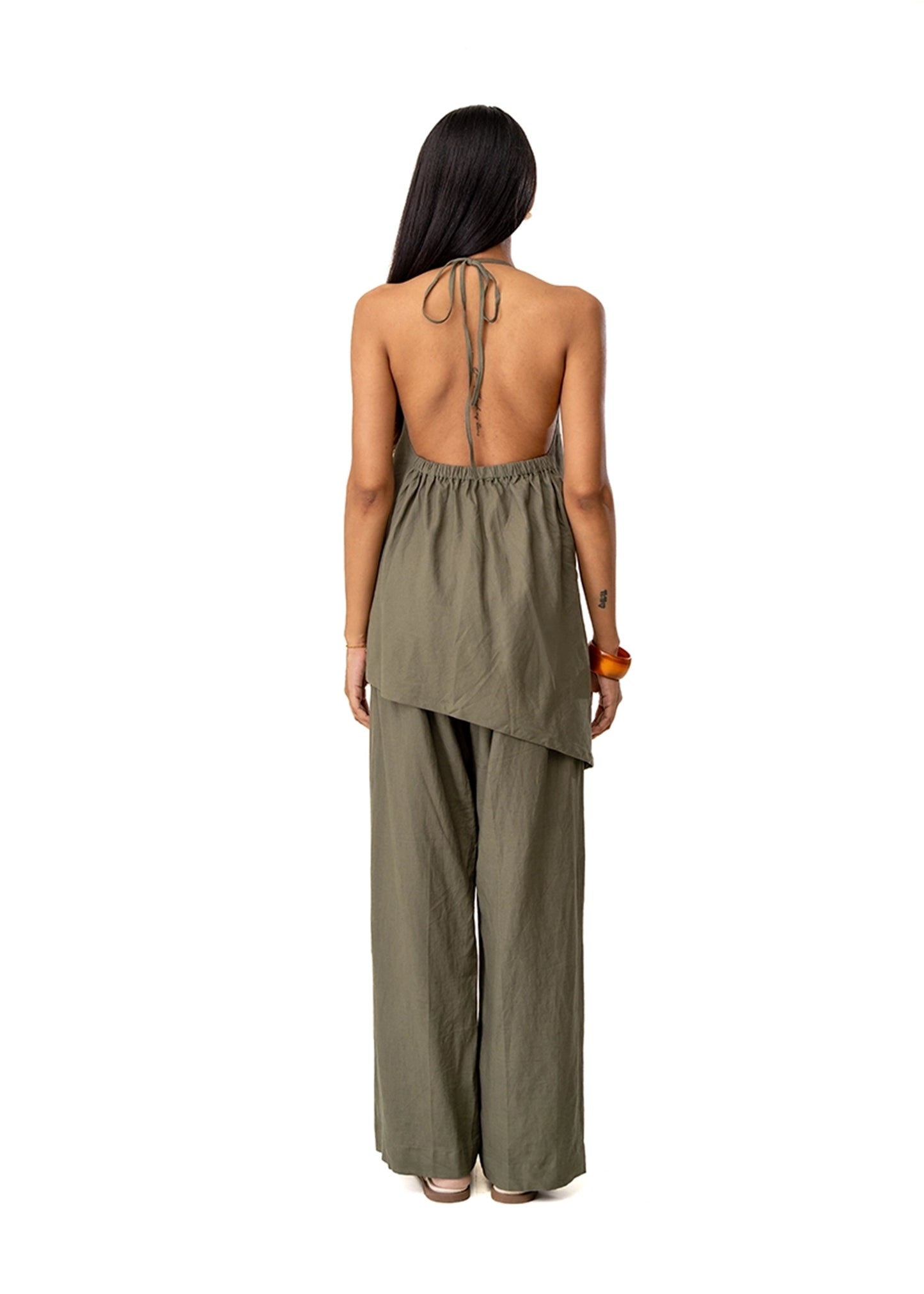 Curated Official Green Green Cowl Neck Halter Set - CULT - haider