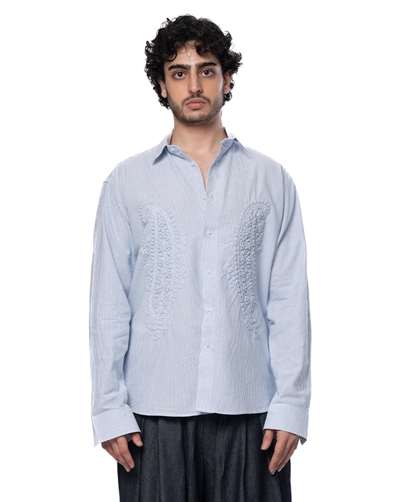 Another Sect Blue Blue Reet Paisley Applique Shirt - CULT - haider