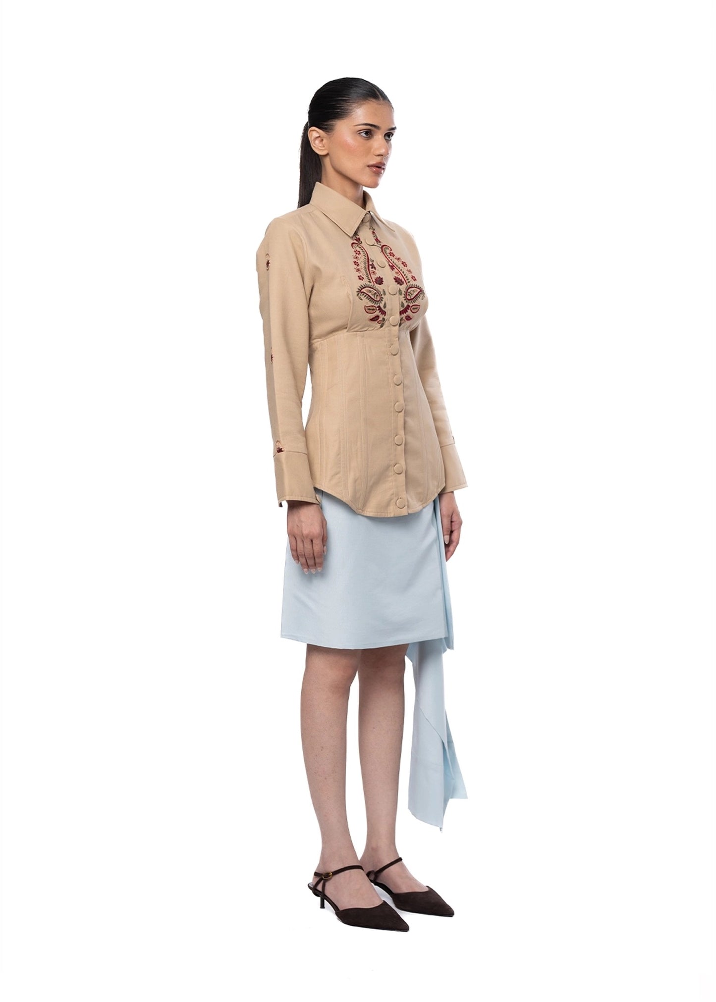 Collected XX Beige Beige Ambi Corset Shirt - CULT - haider