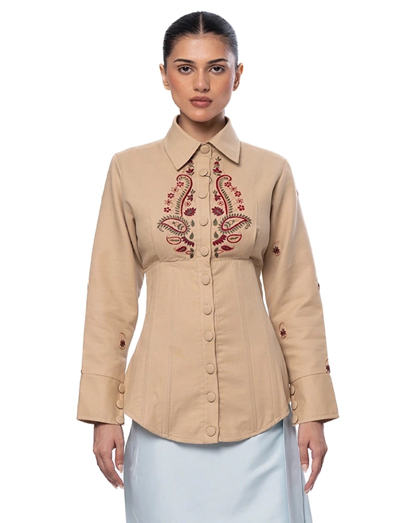 Collected XX Beige Ambi Corset Shirt Cult Karachi Pakistan